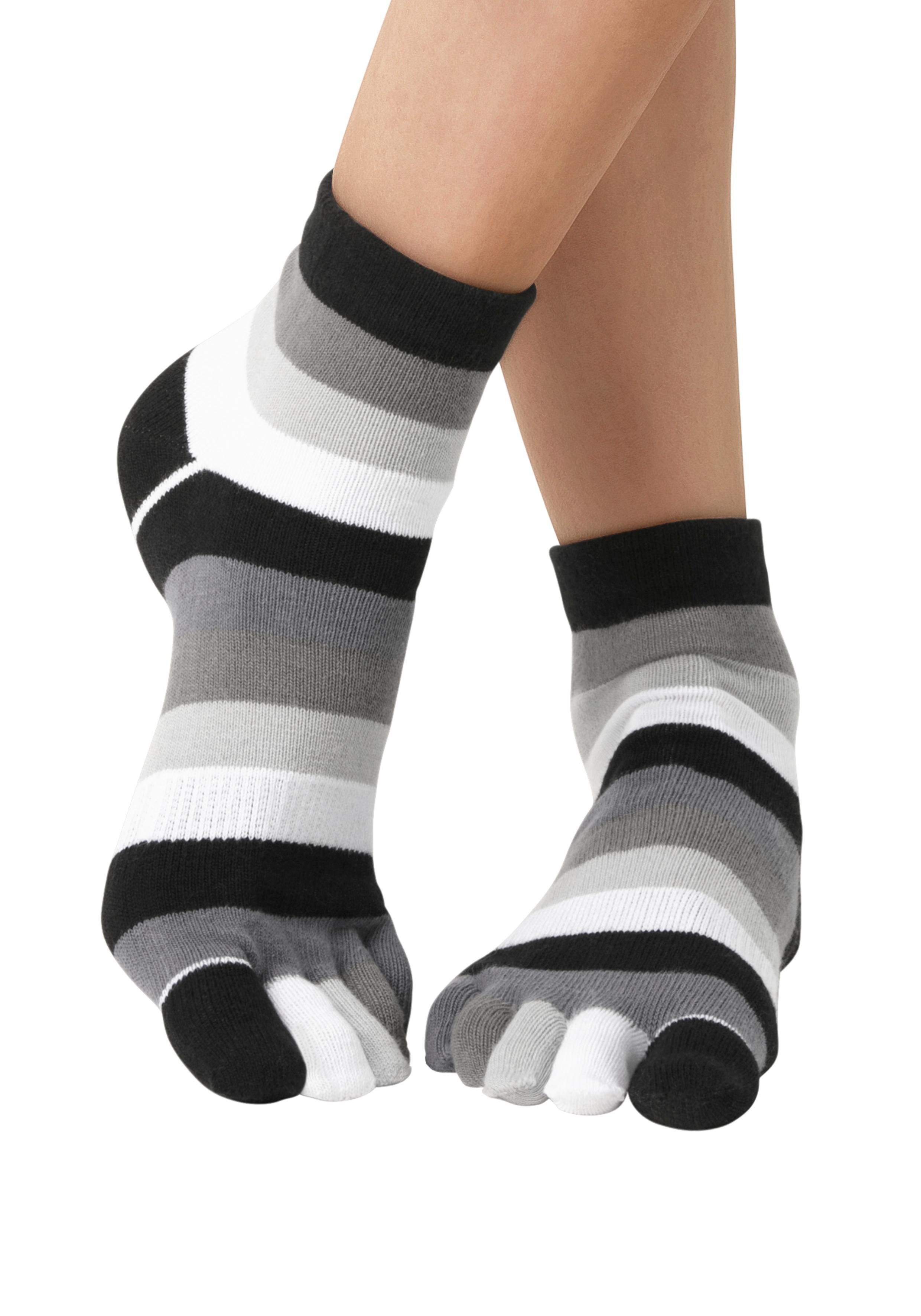 H.I.S Zehensocken Fünf Finger Socken, Zehenspalt Design, Geeignet für den Alltag (Packung, 1-Paar) im Streifenmuster weich und atmungsaktive Baumwolle – Bild 3 von 5