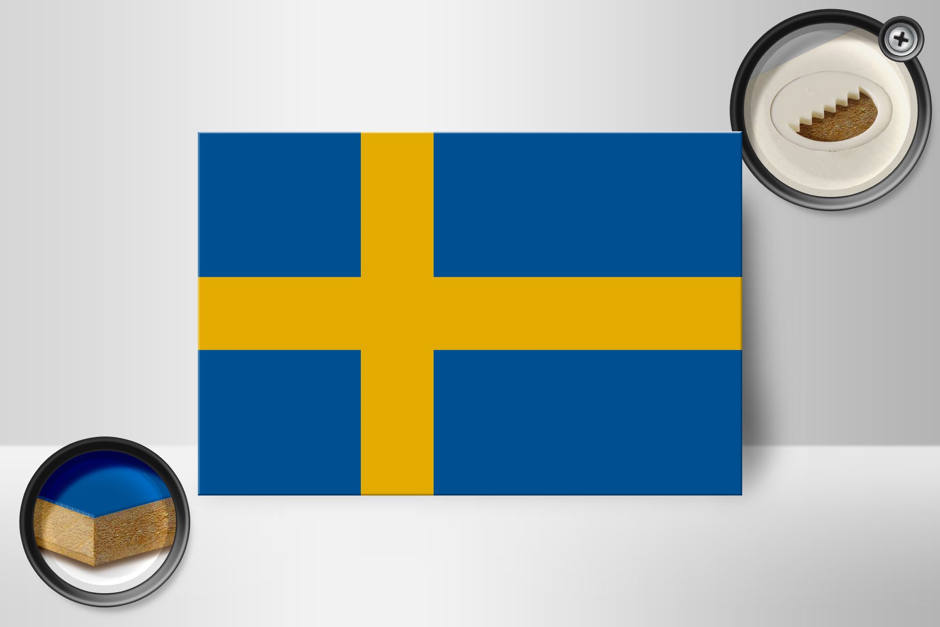 Femer GmbH Holzbild Flagge Schwedens 18x12 cm Flag of Sweden, Flaggen (1 St), Glatte Holzfaserplatte (MDF), vorn beschichtet