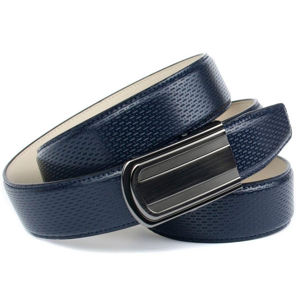 Anthoni Crown Ledergürtel für blaue Schuhe mit perforiertem Leder,  Verpackung - Anthoni Crown Geschenkstoffbeutel