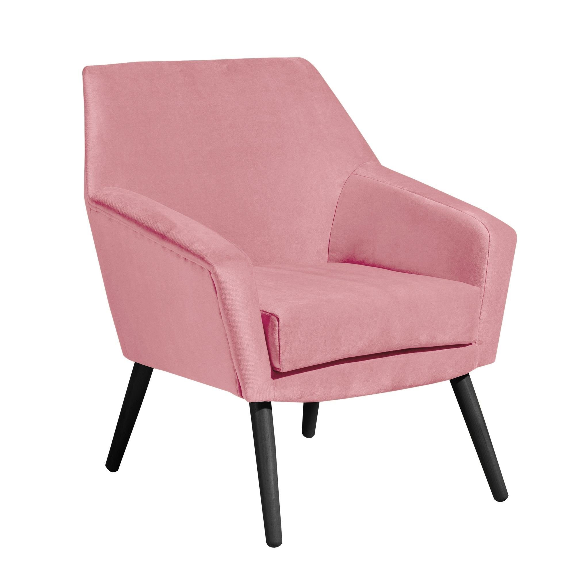 hochwertig rosé Sitz Sessel Samtvelour Kessel (Sparpreis inkl. aufm schwarz 21066 Versand, Bezug 1-St), Buche Sessel verarbeitet,bequemer / Kachka Kostenlosem 58