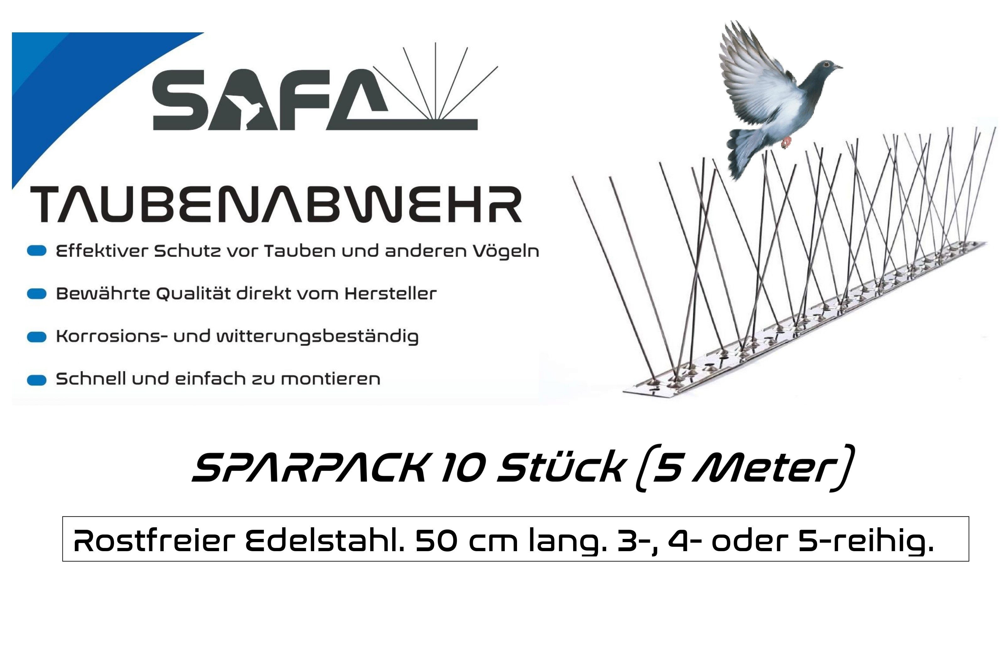 Taubenspikes 10 St. (5 Meter) SPARPACK Taubenabwehr aus Edelstahl 3-/4-/5-reihig