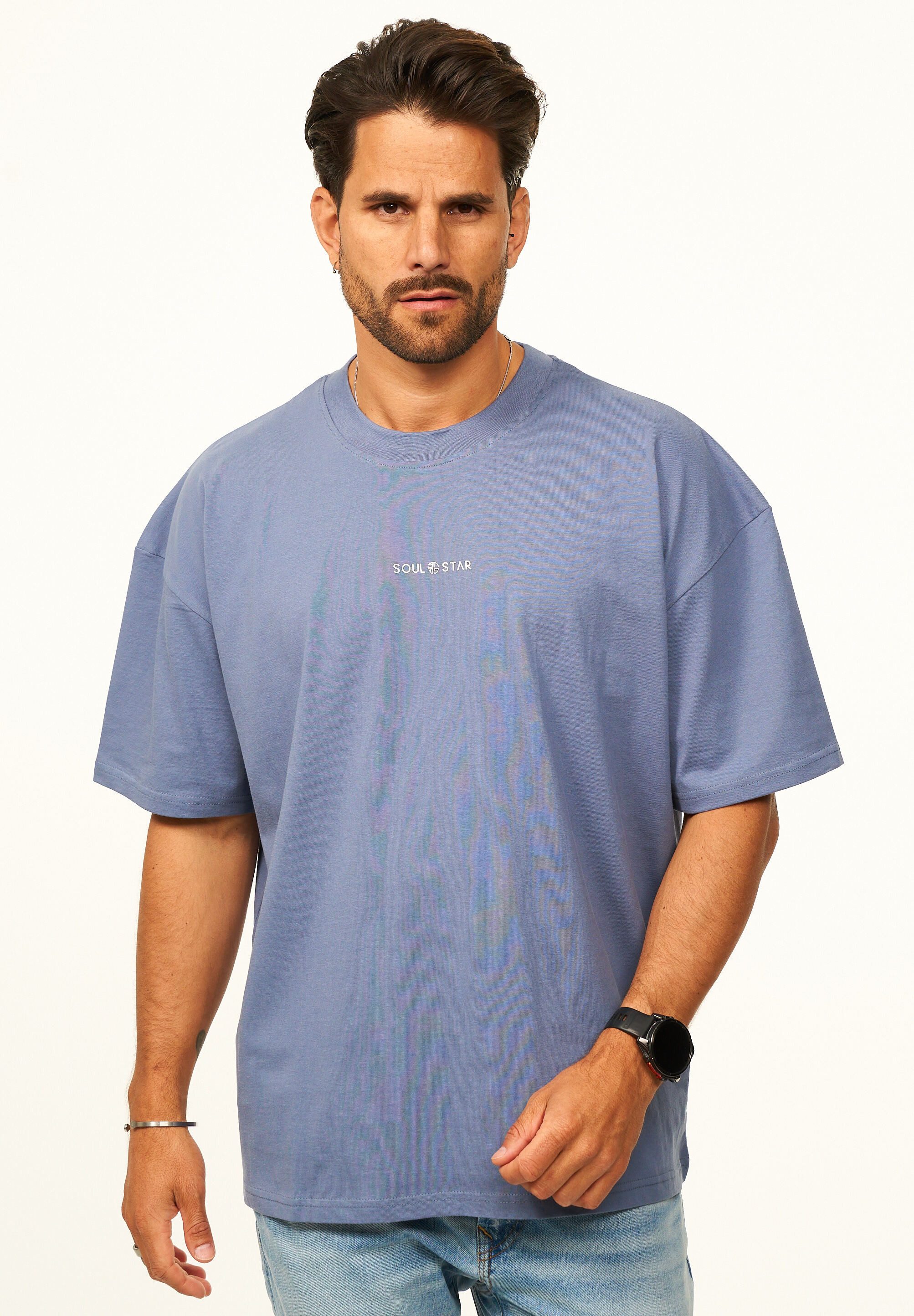 SOULSTAR T-Shirt im Oversize Fit - Herren Kurzarm Shirt mit Rundhals-Ausschnitt Basic Oberteil Crew-Neck kurzärmlig aus 100% Baumwolle für Männer
