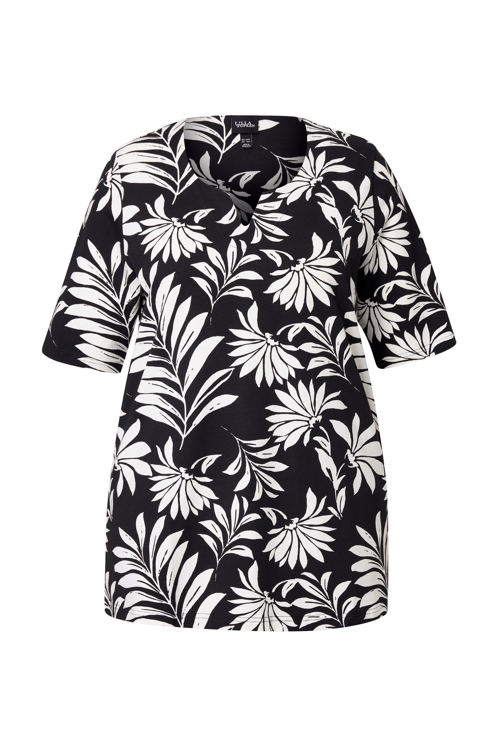 Ulla Popken T-Shirt T-Shirt Blätter A-Linie günstig online kaufen