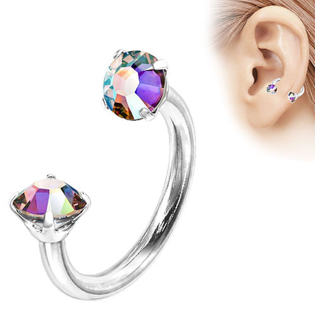 Taffstyle Piercing-Set Lippen Nasen Hufeisen Kristall Kugeln Innengewinde, günstig online kaufen