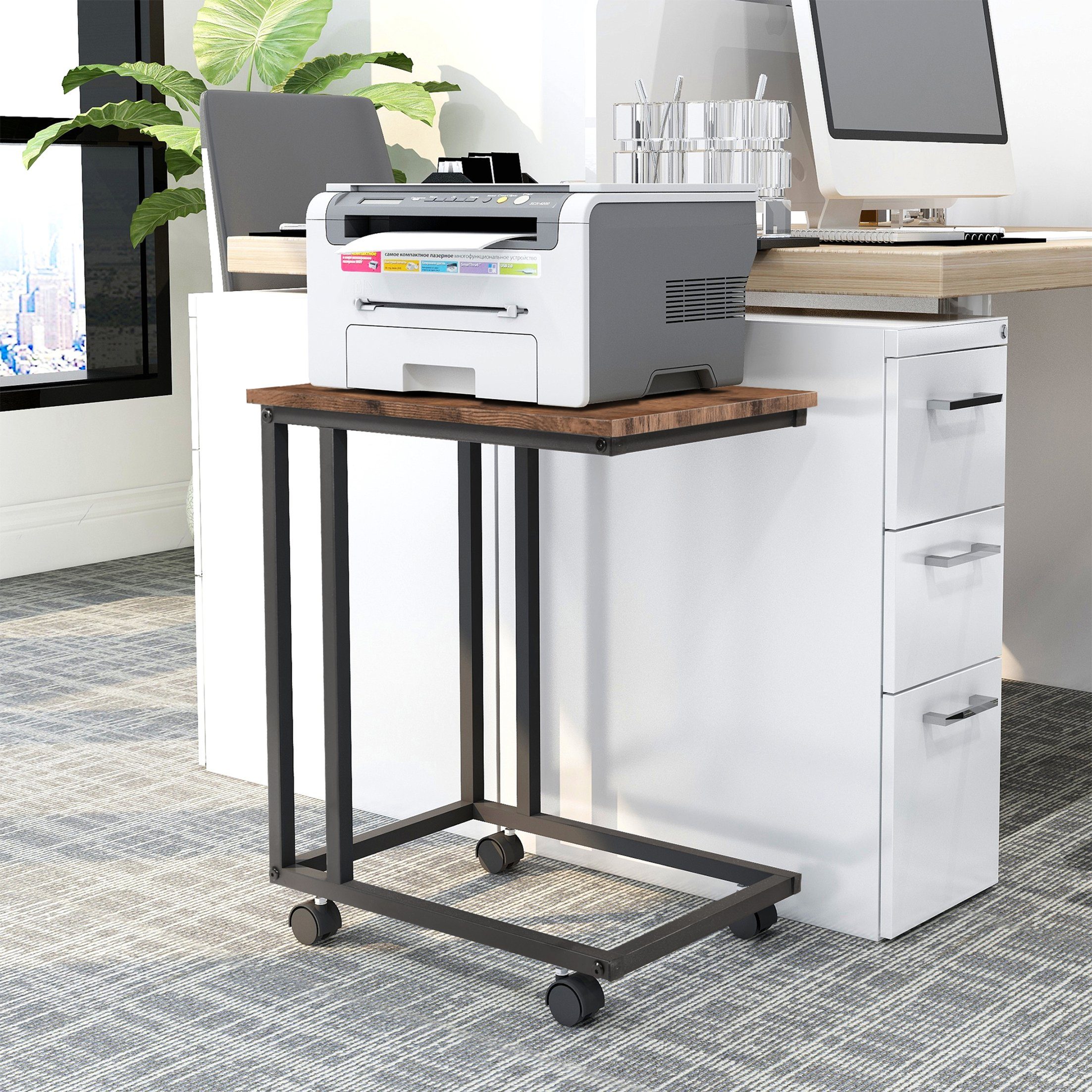 Dedom Beistelltisch Laptop-Schreibtisch,mit Rollen,Couchtisch,für Wohnzimmer,Büro,braun