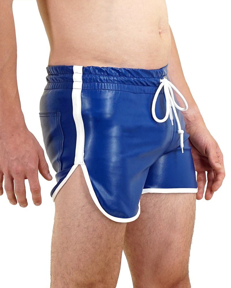 BOCKLE Lederhose Bockle® Quick Pants Faux BLUE Sexy blaue Kunstlederhose kurz CSD Gay Leder Shorts