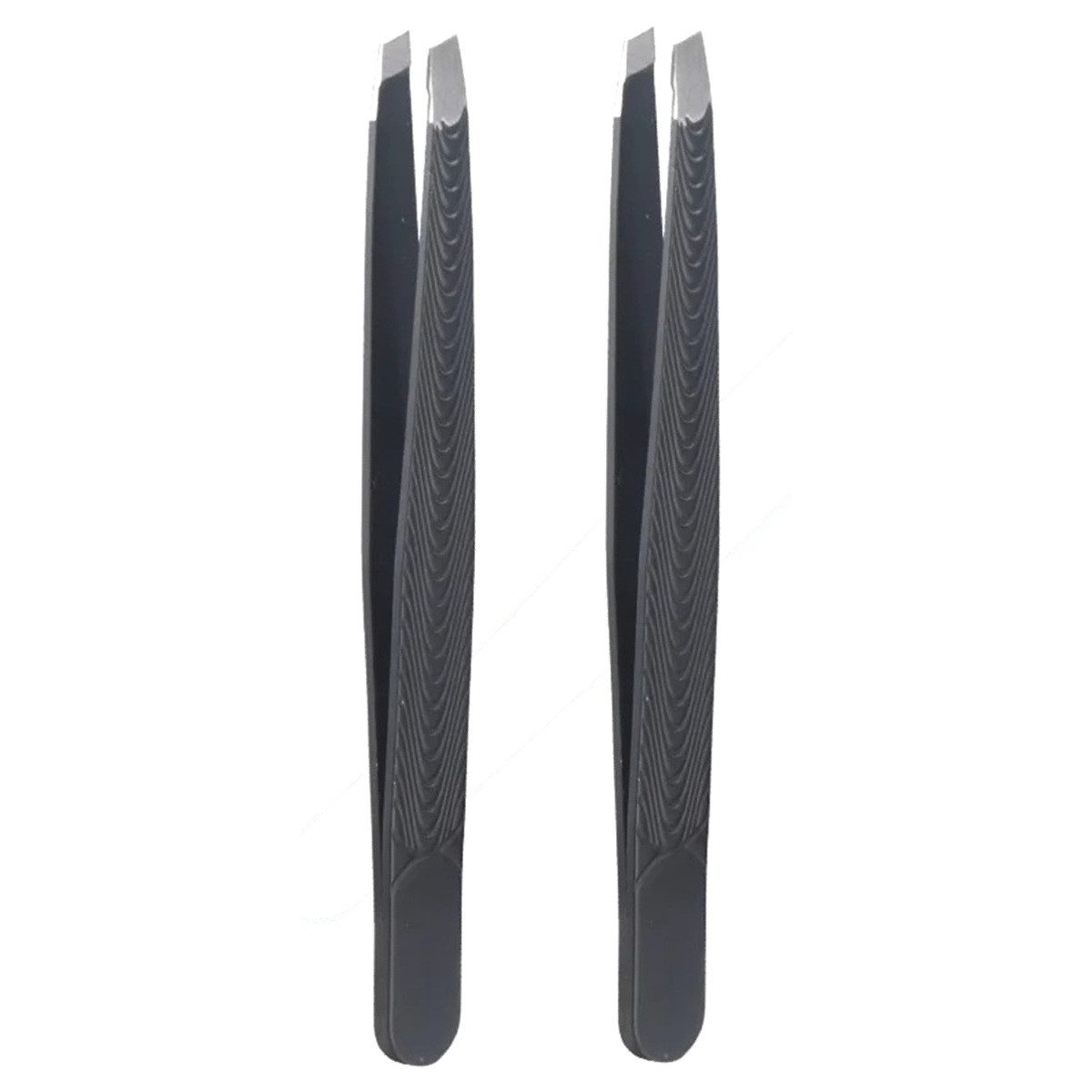 Sanixa Pinzette 2er Set Pinzette Edelstahl Schwarz Edelstahlpinzette, Nagelkosmetik Gesichtshaarentfernung, Пинцетset abgeschrägt Augenbrauenzupfen, Rostfrei