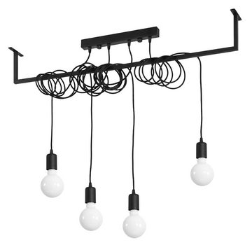 etc-shop Pendelleuchte, Leuchtmittel nicht inklusive, Hängelampe Höhenverstellbar schwarz Hängelampe Balken Lampen