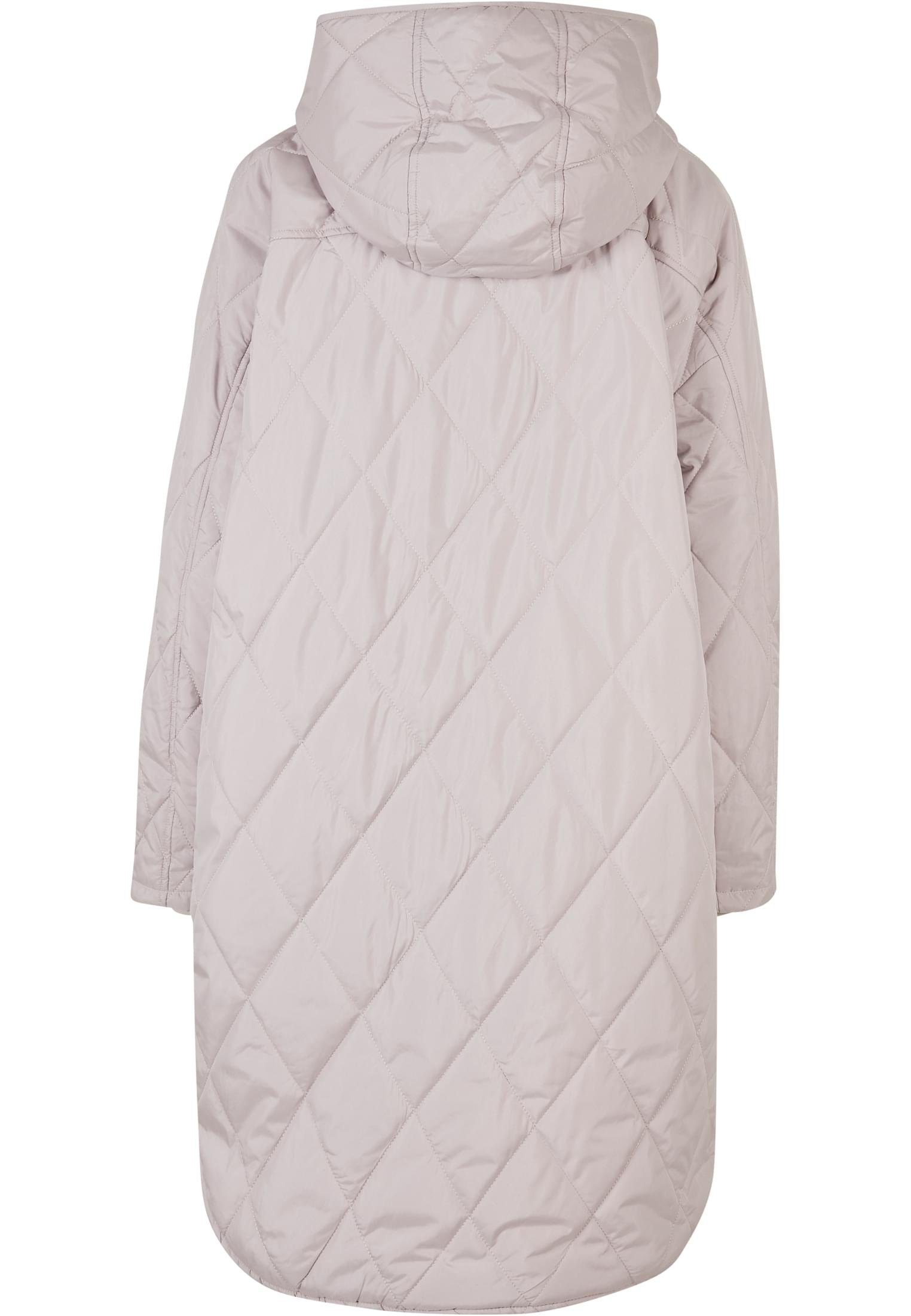 Diamond Damen Outdoorjacke Hooded Quilted Ladies URBAN CLASSICS Oversized warmgrey Coat (1-St)