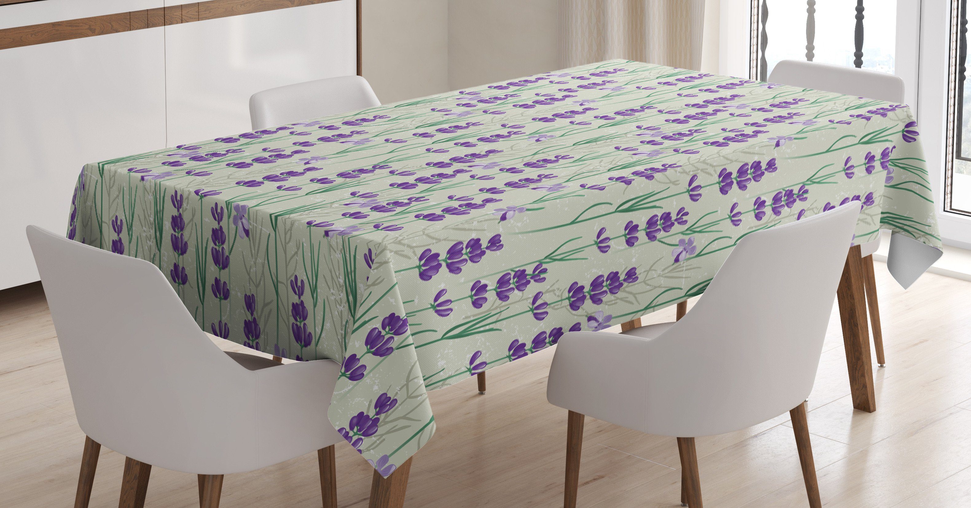Kräuter Waschbar Farbfest Bereich Abakuhaus Botanical Frische den Tischdecke Lavendel geeignet Farben, Für Außen Klare