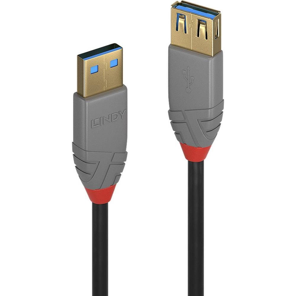 Lindy 1m USB 3 Typ A Verlängerungskabel, Anthra Line USB-Kabel, 2-fach  geschirmtes Kabel mit korrosionsbeständigem, verzinntem Kupferleiter