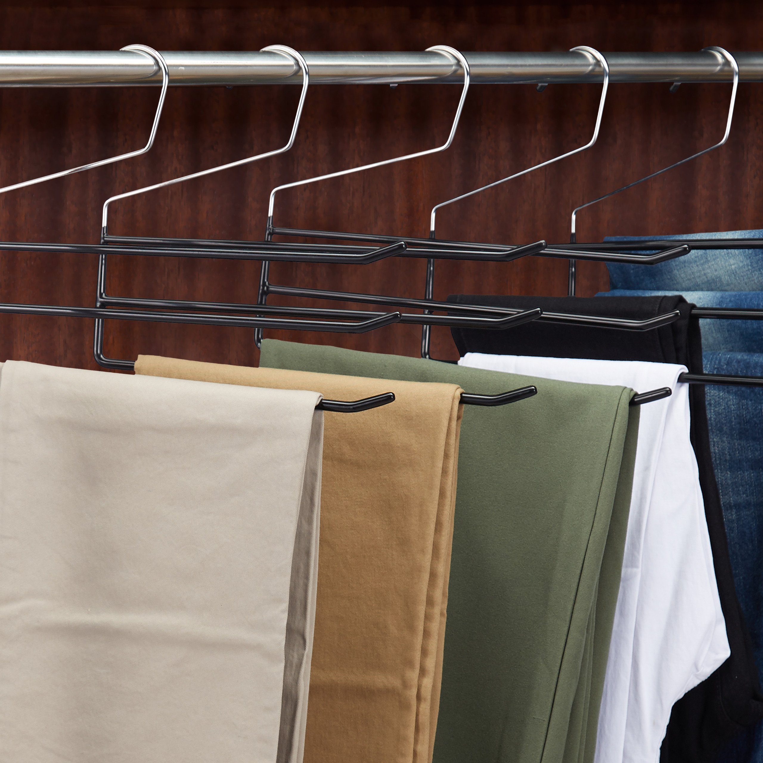 relaxdays Mehrfach-Kleiderbügel Hosenbügel mehrfach 5er Set, schwarz günstig online kaufen