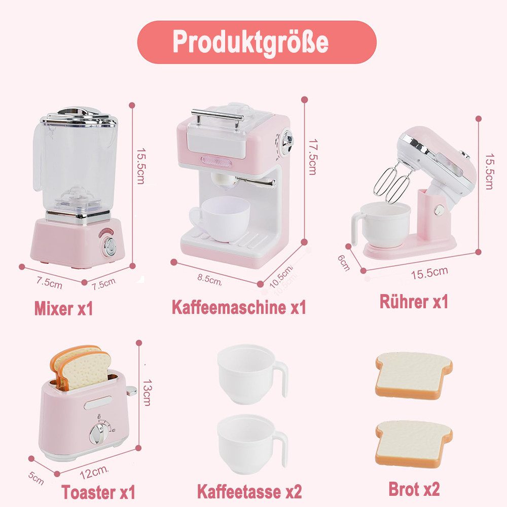 CLTYQ Kinder-Küchenset Spielküchengeräte-Set mit Kaffeekocher, Toaster, Mix günstig online kaufen