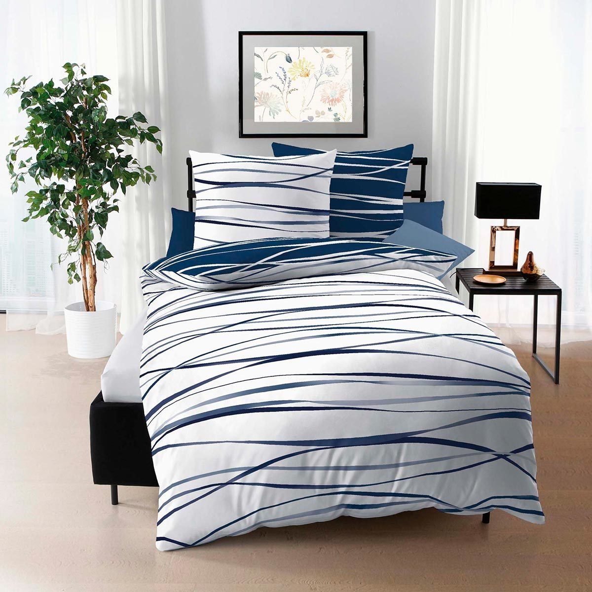 BETTWARENSHOP Bettwäsche Satinmotion marine, Mako Satin, günstig online kaufen