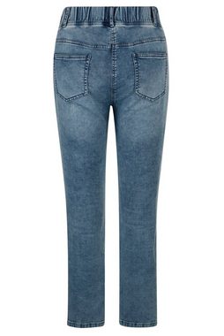 MIAMODA Lederimitathose Jeggings Slim Fit Destroy-Effekt mit Ziersteinchen