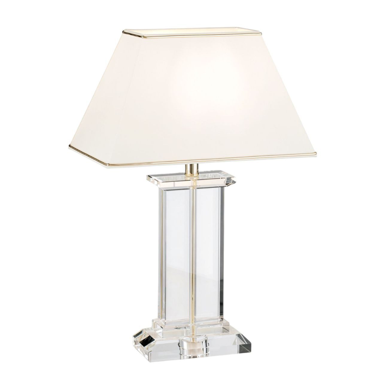 Licht-Erlebnisse Nachttischlampe THEODOR, ohne Leuchtmittel, Metall Stoff E27 55 cm hoch in Klar Creme Gold eckig Klassisch