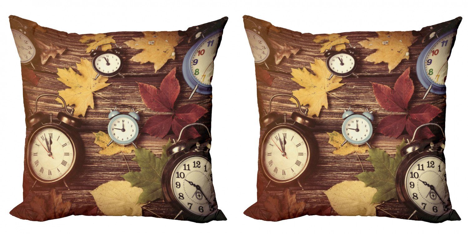 Blättern mit Kissenbezüge Modern (2 trockenen Uhren Abakuhaus Fallen Digitaldruck, Stück), Doppelseitiger Accent