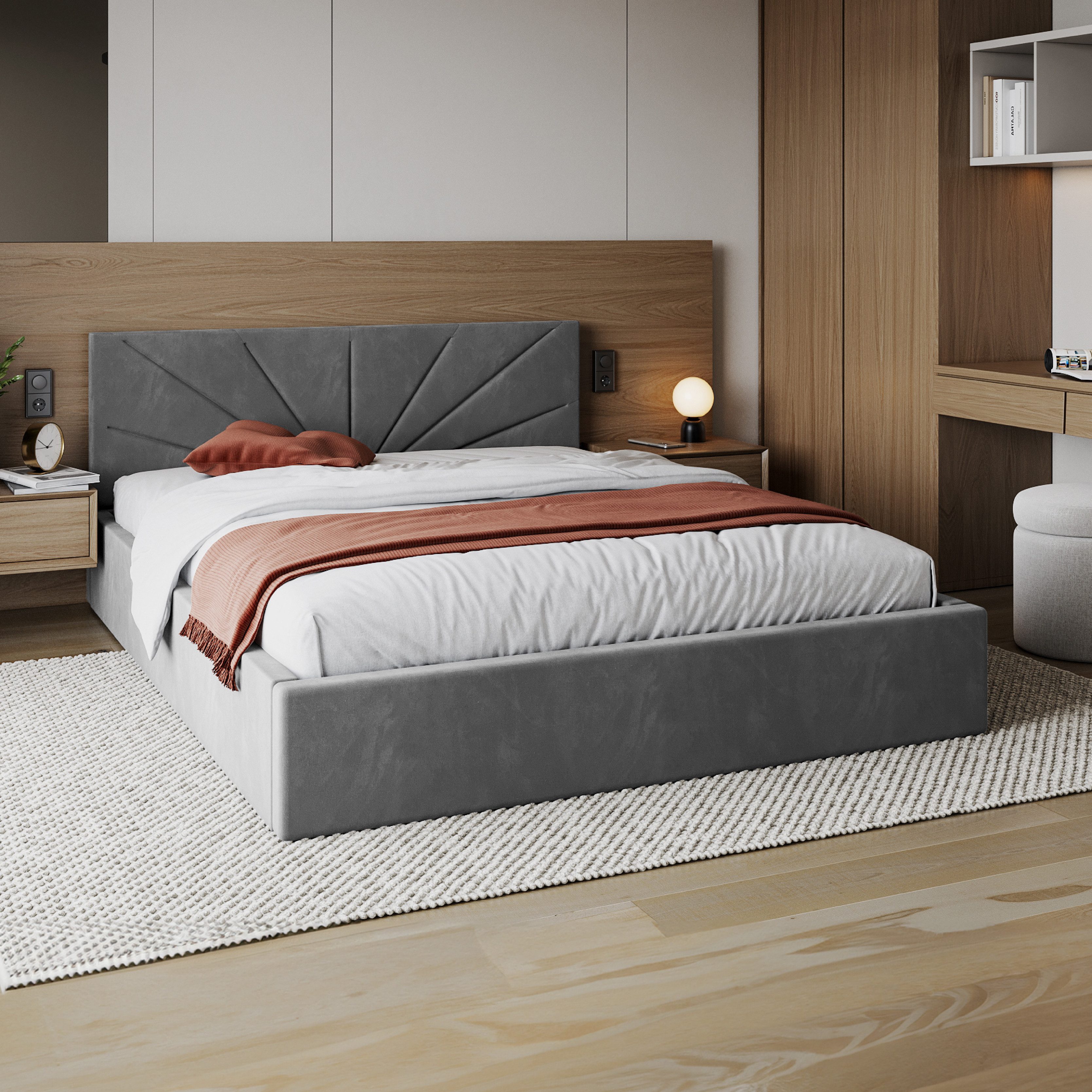 FDM Polsterbett SUNSET Bettgestell MADE IN EU - mit hochwertigem Velours Be günstig online kaufen