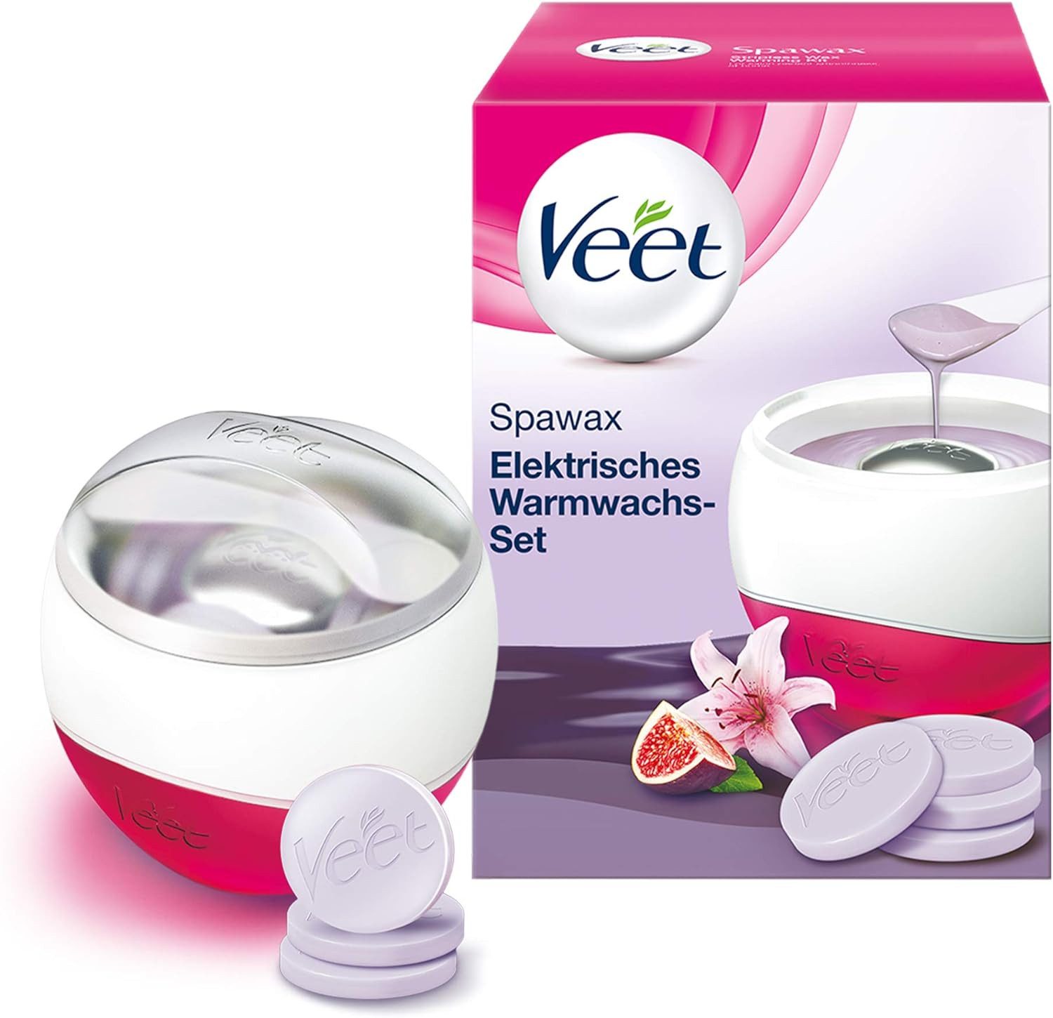 Veet Haarentfernungsgerät Spawax-Set für den ganzen Körper, mit 6 x Wachsscheiben & Spatel, für seidig-glatte Haut
