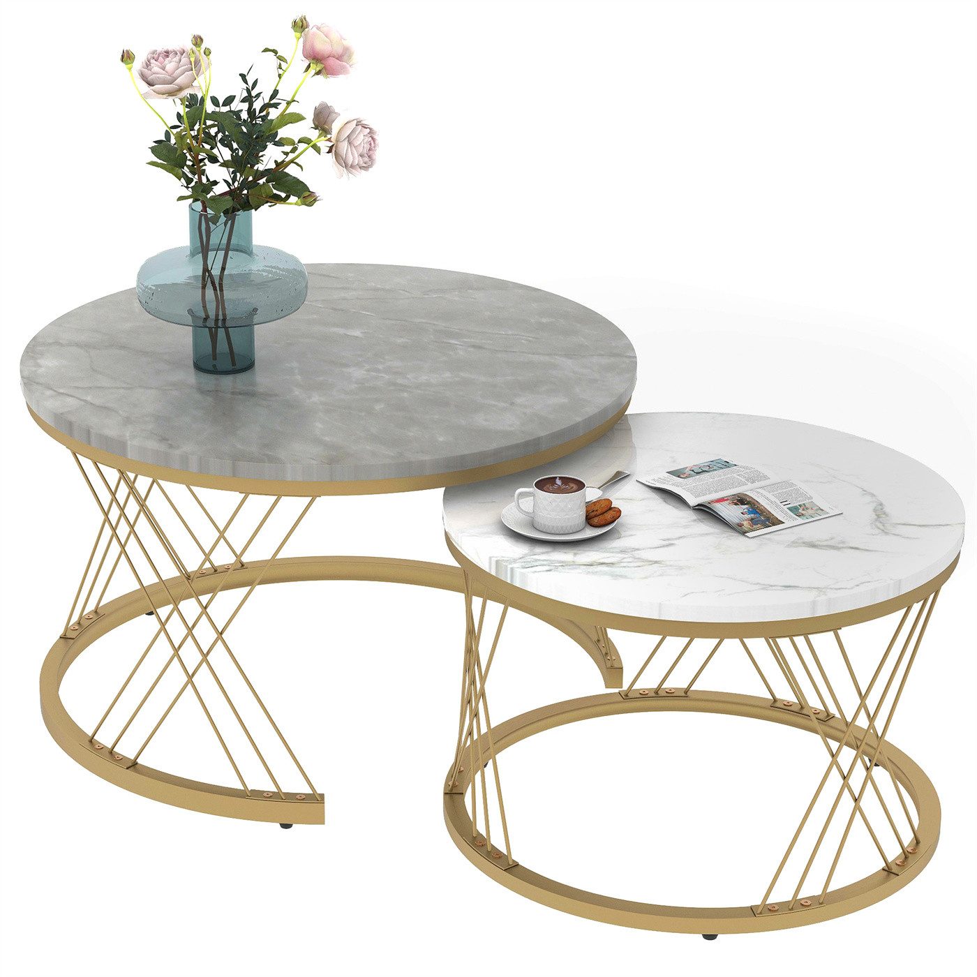 Couchtisch Moderne Nesting Couchtisch, Couchtisch Satz Marmor Furnier Sofa Seite