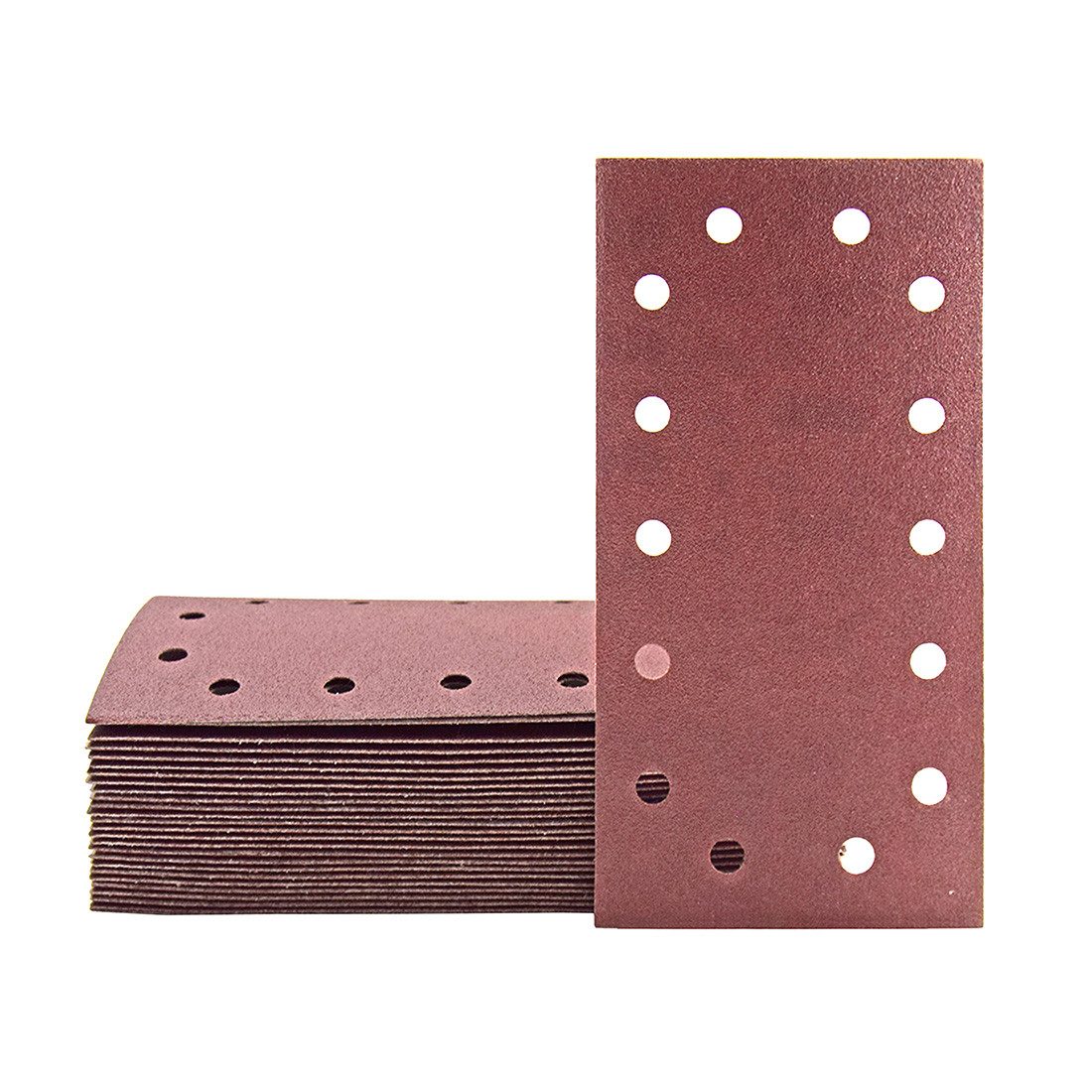 MioTools Schleifpapier 230 x 115 mm 14-Loch Klett-Schleifblätter für Schwingschleifer, Normalkorund, 50 Stk., K80