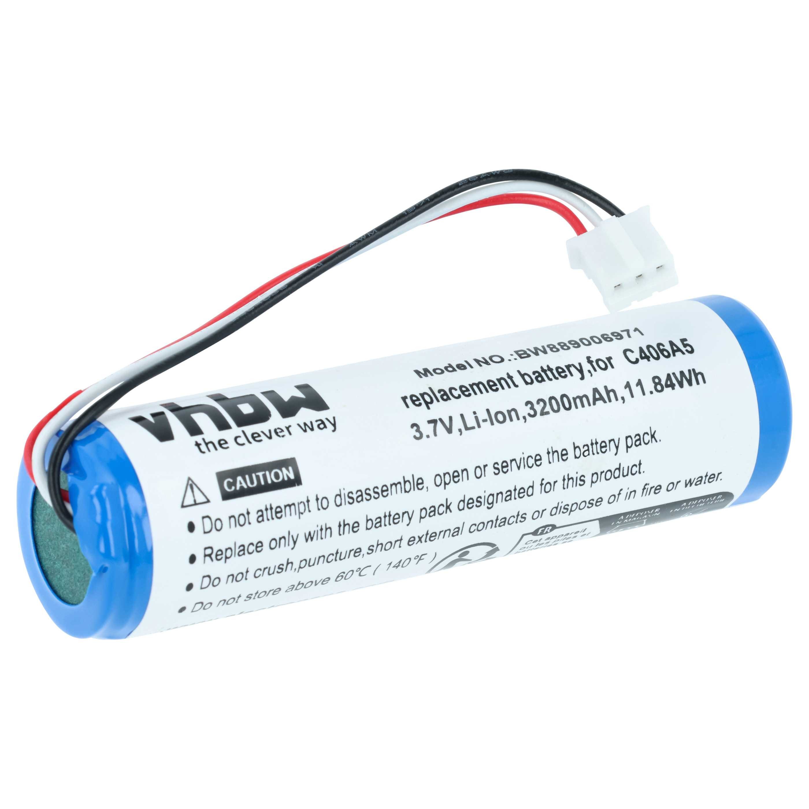 vhbw Akku Ersatz für Marshall C406A5 für Lautsprecher (3200 mAh, 3,7 V, Akku Akku Li-Ion 3200 mAh (3,7 V, 1 St), Leistungsfähiger Austausch-Akku für Outdoor Lautsprecher
