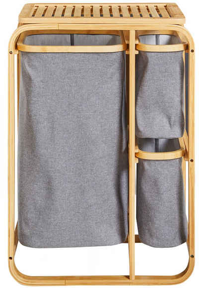 welltime Wäschesortierer »Tulum«, aus Bambus, Wäschekorb mit 3 herausnehmbaren Wäschesäcken, inkl. Ablagefläche