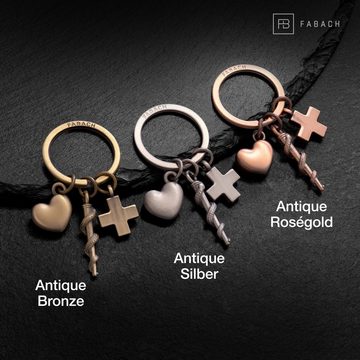 FABACH Schlüsselanhänger Äskulapstab Asklepios Schlüsselanhänger mit Kreuz und Herz