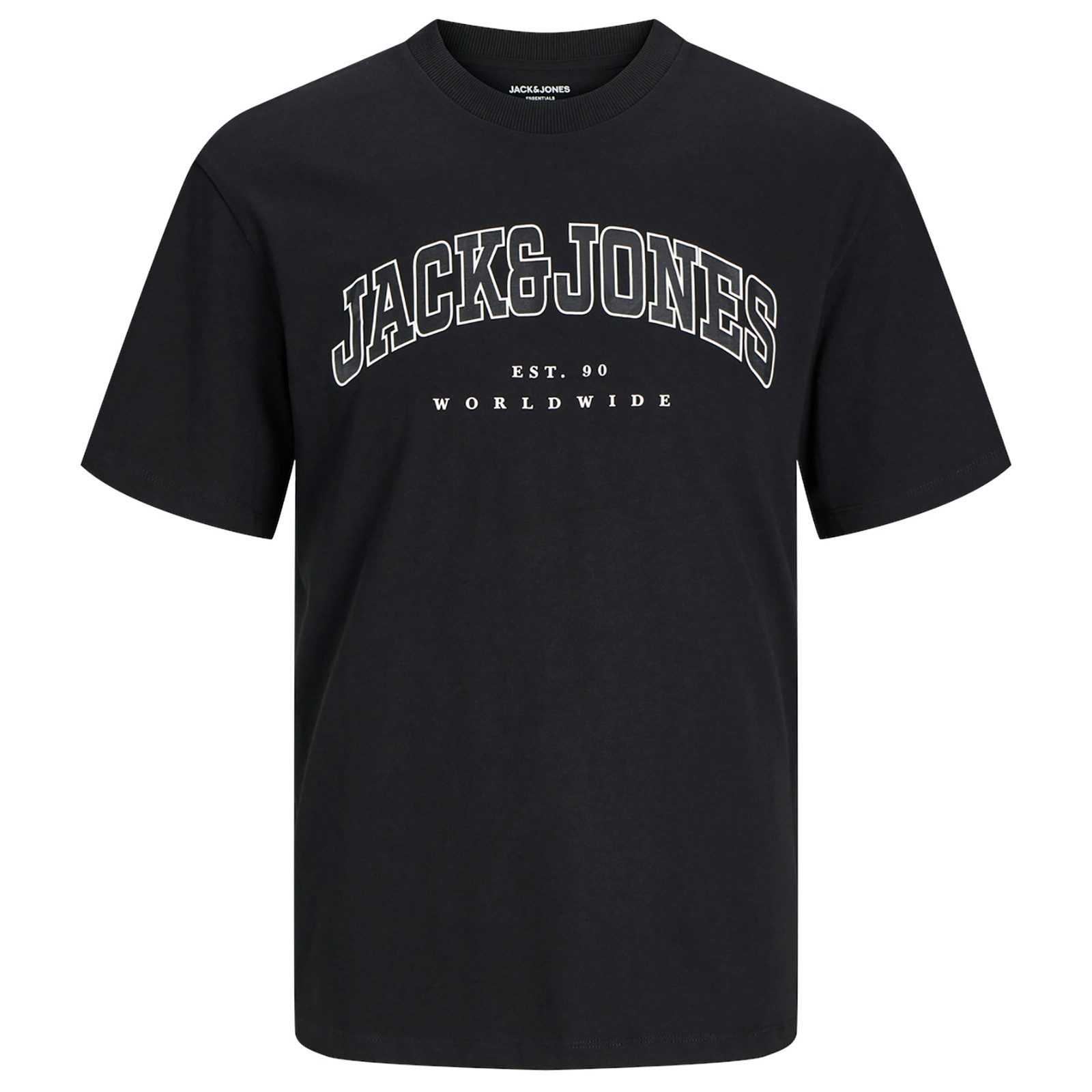 Jack & Jones Rundhalsshirt Jack&Jones XXL T-Shirt schwarz JJECALEB VARSITY günstig online kaufen