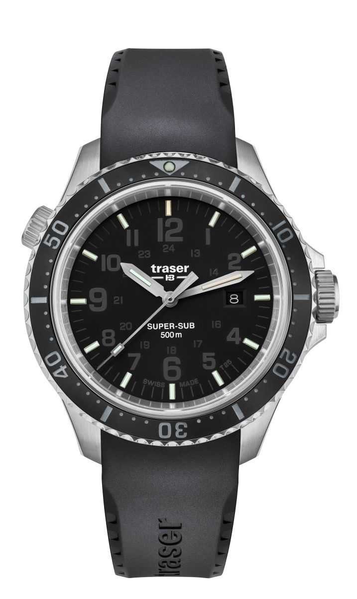 Traser Taucheruhr P67 SuperSub Herrenuhr 109377 Kautschukband 46 mm, mit selbstleuchtendem trigalight®