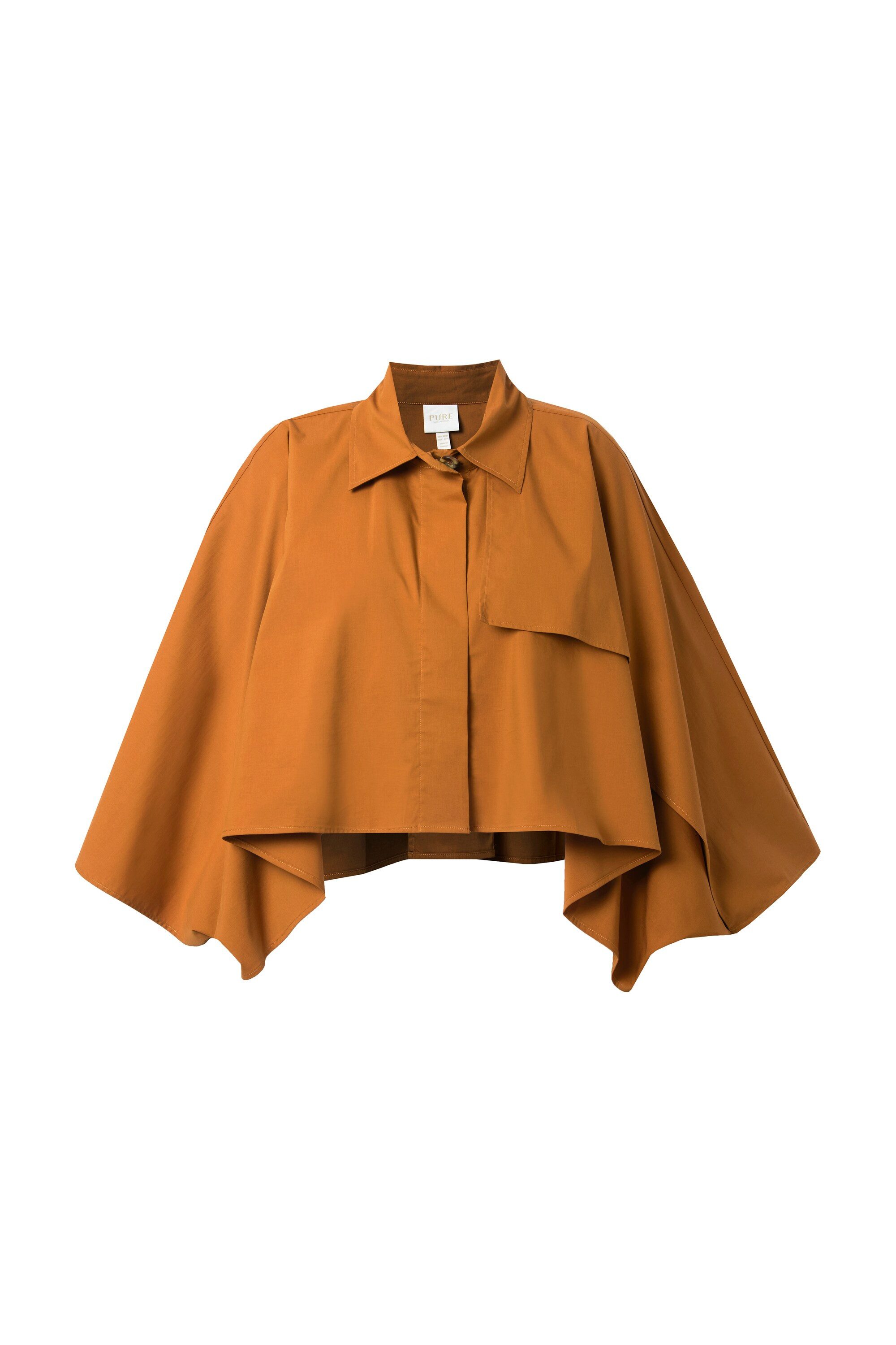 Kurzjacke Jacke kurze weite Trenchoptik Hemdkragen Flügelarm