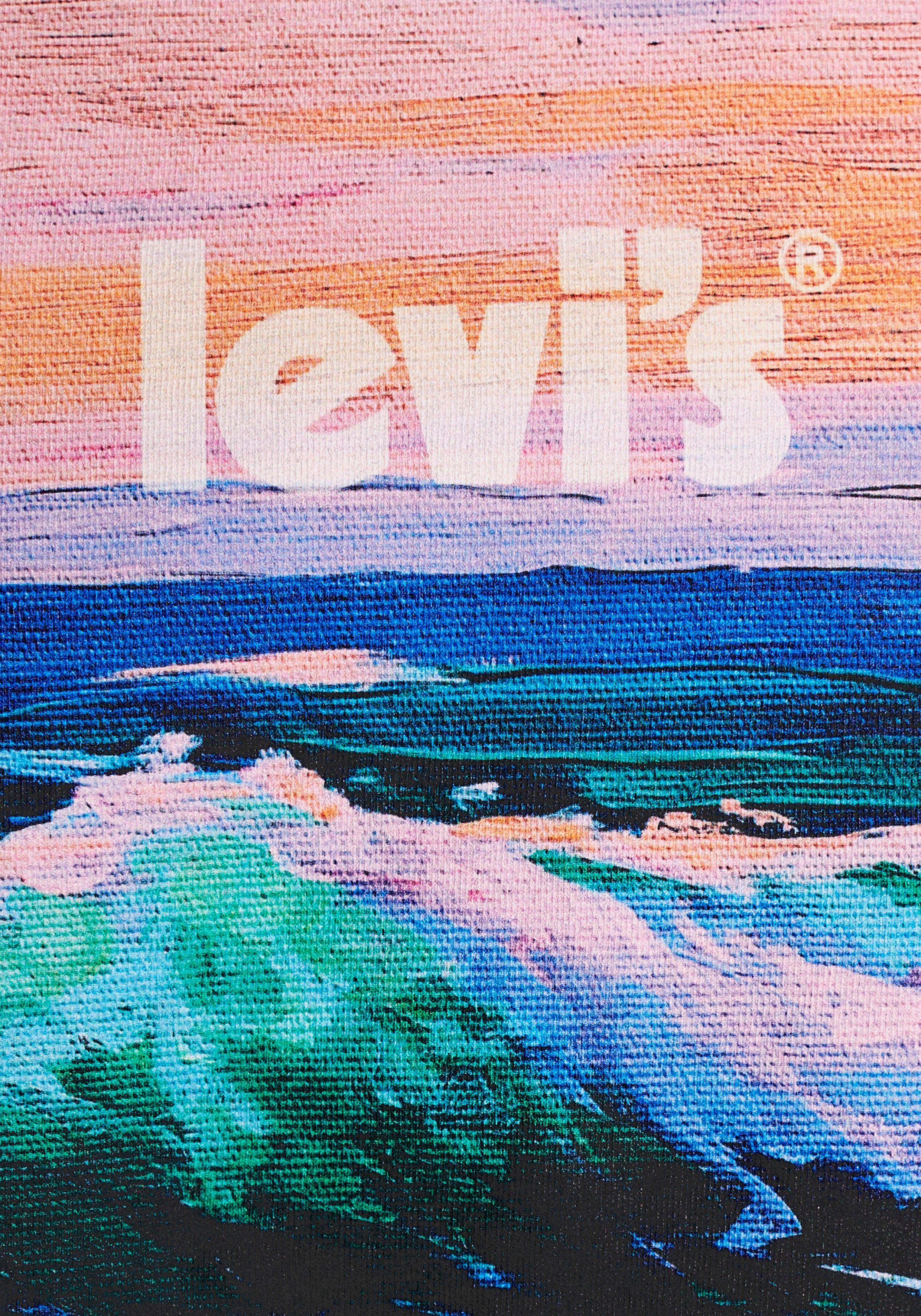 Levi's® T-Shirt SS RELAXED WAVES FIT CAVIAR TEE Frontprint POSTER großem mit