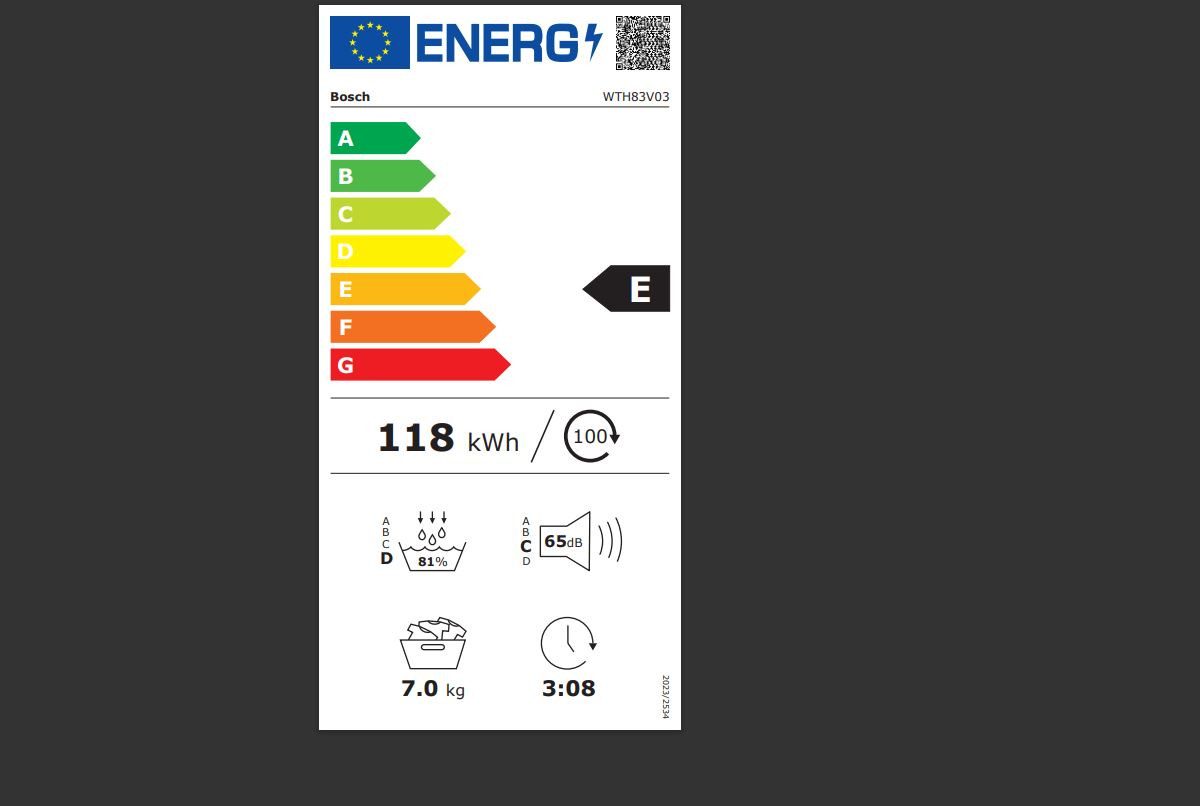 BOSCH Wärmepumpentrockner Bosch WTH83V03 7kg Wärmepumpentrockner, Weiß