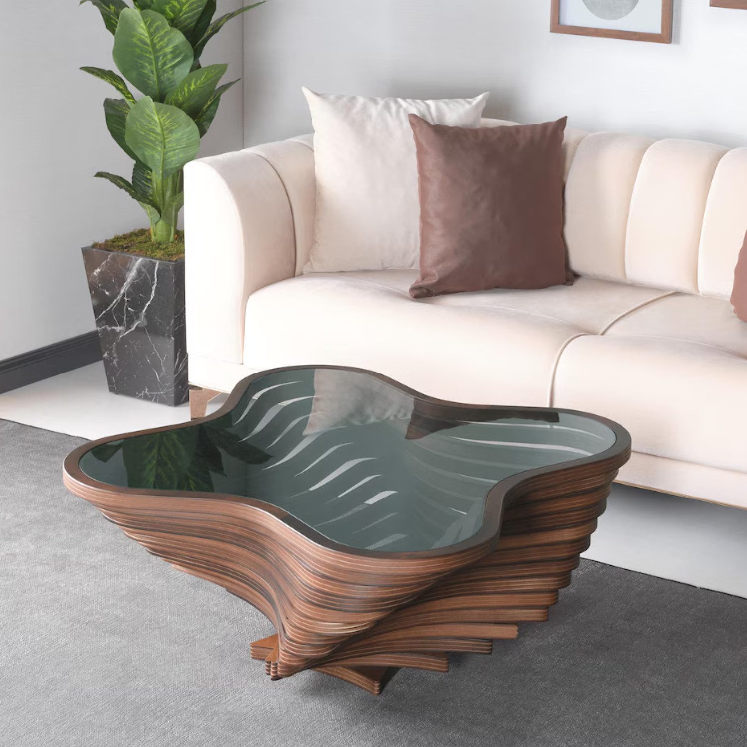 alesvelt Couchtisch Couchtisch rustikal handgefertigt Nussbaum Beistelltisc günstig online kaufen