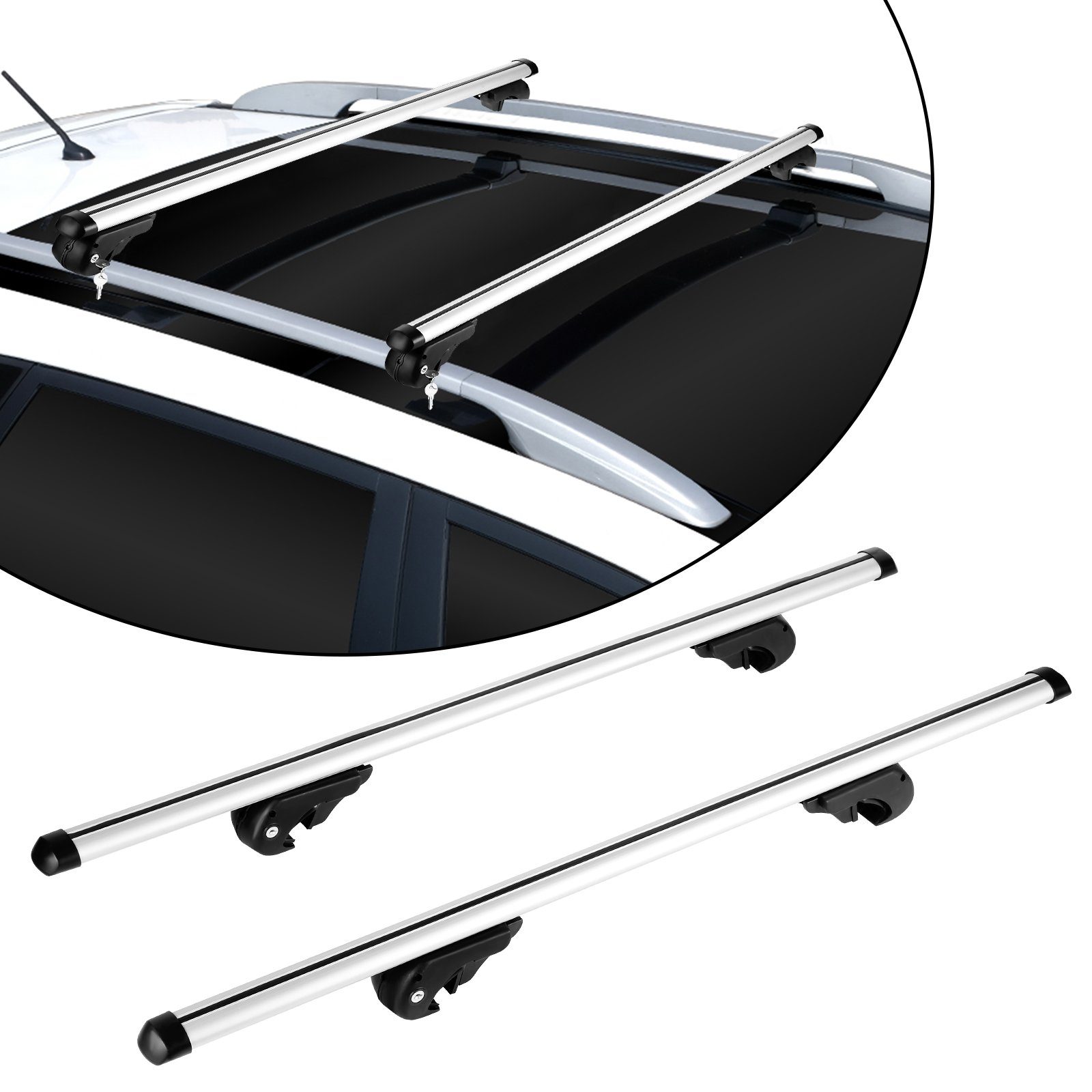 Lospitch Relingträger Dachträger Fahrradträger Alu abschließbar Dachgepäckträger bis 150 kg