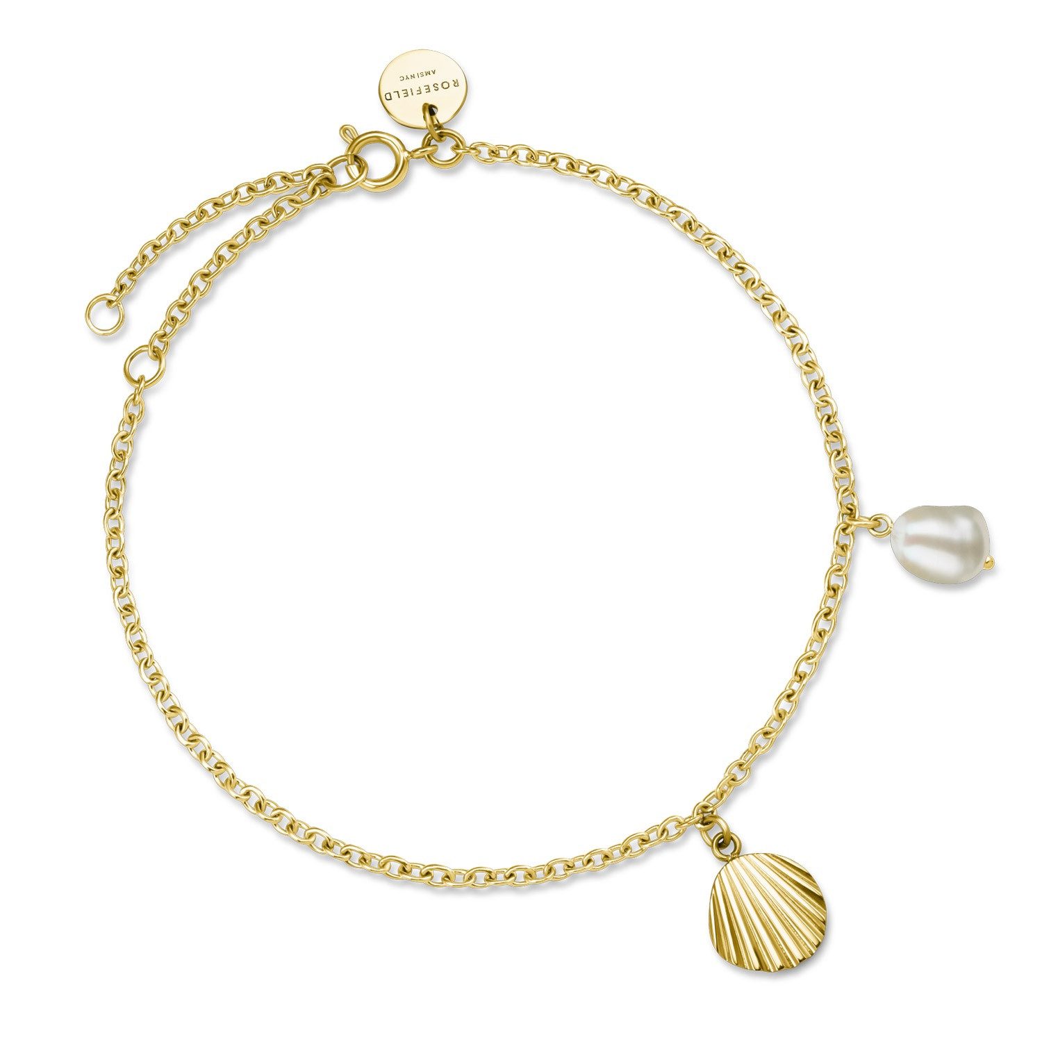 ROSEFIELD Gliederarmband Damen-Goldfarben Muschel & Perle