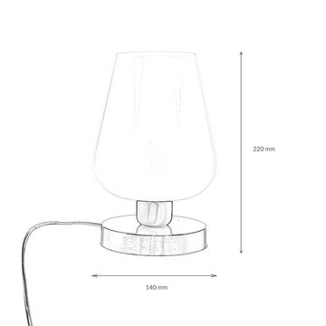 Licht-Erlebnisse Nachttischlampe TALIS, ohne Leuchtmittel, Tischlampe Glas Echt-Messing in Weiß Bronze Handarbeit Schlafzimmer