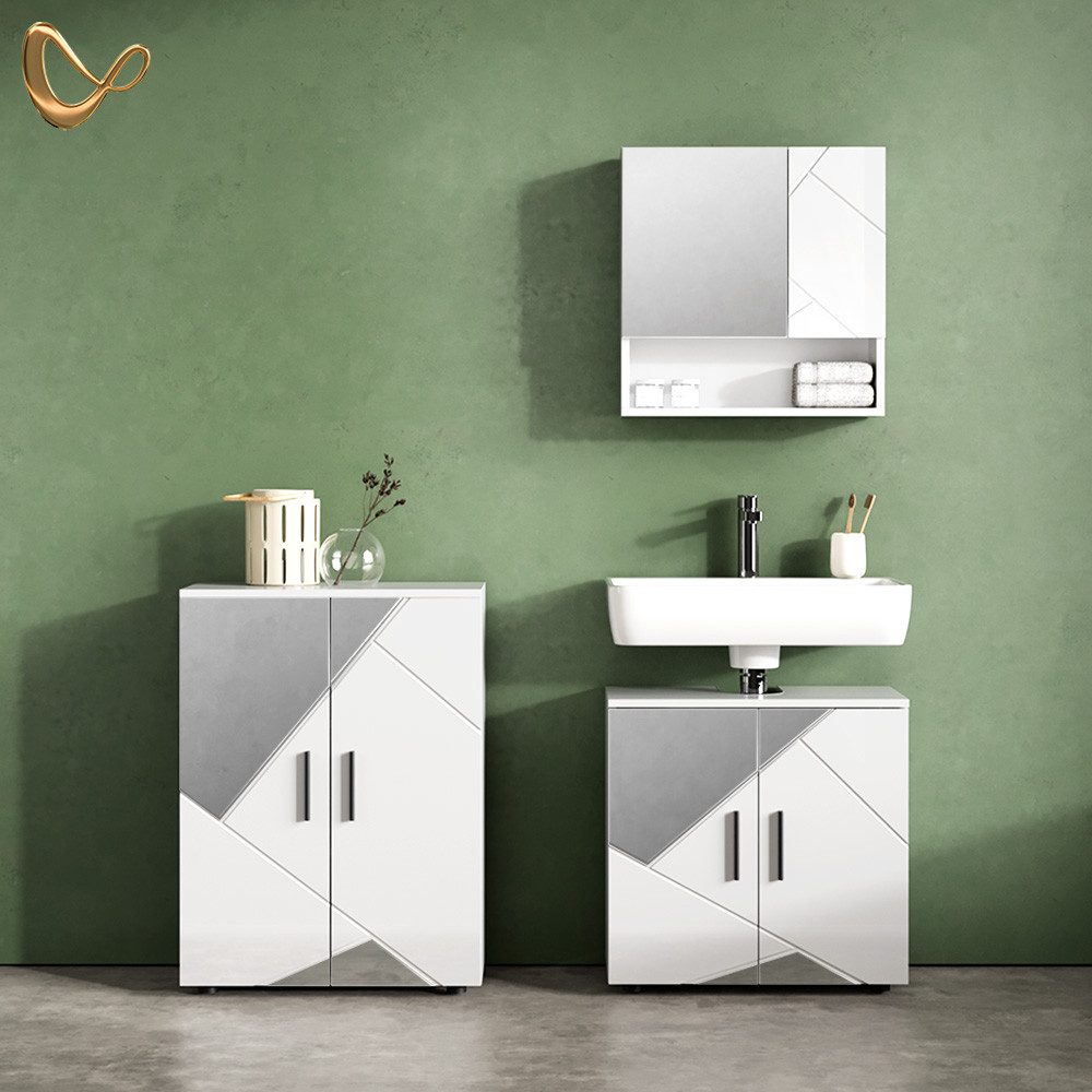 Livinity® Badmöbel-Set Ronco, Weiß Hochglanz mit günstig online kaufen