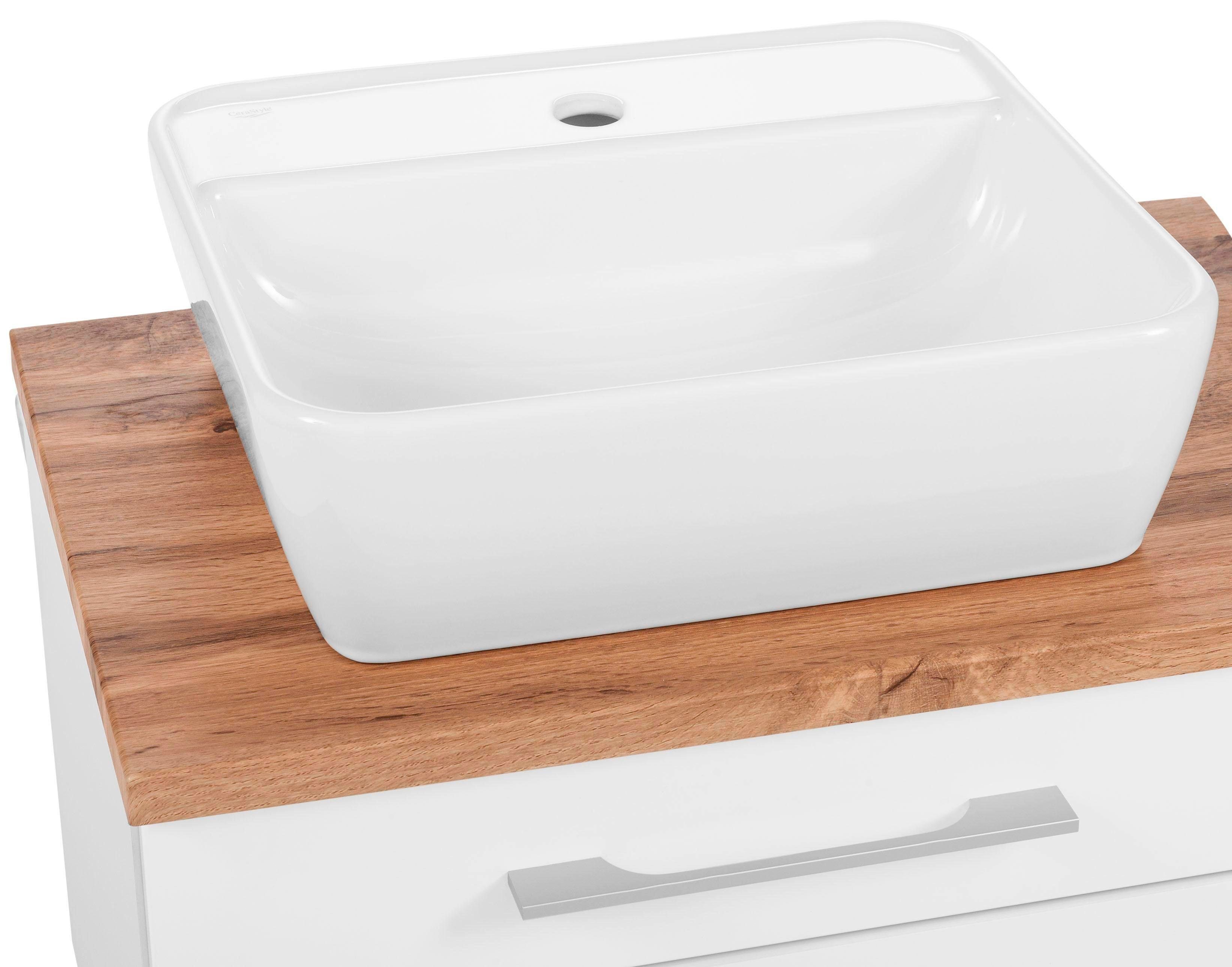 Davos Waschbecken, weiß Waschtisch HELD cm Waschbeckenunterschrank | Breite inkl. 60 MÖBEL Badmöbel, weiß