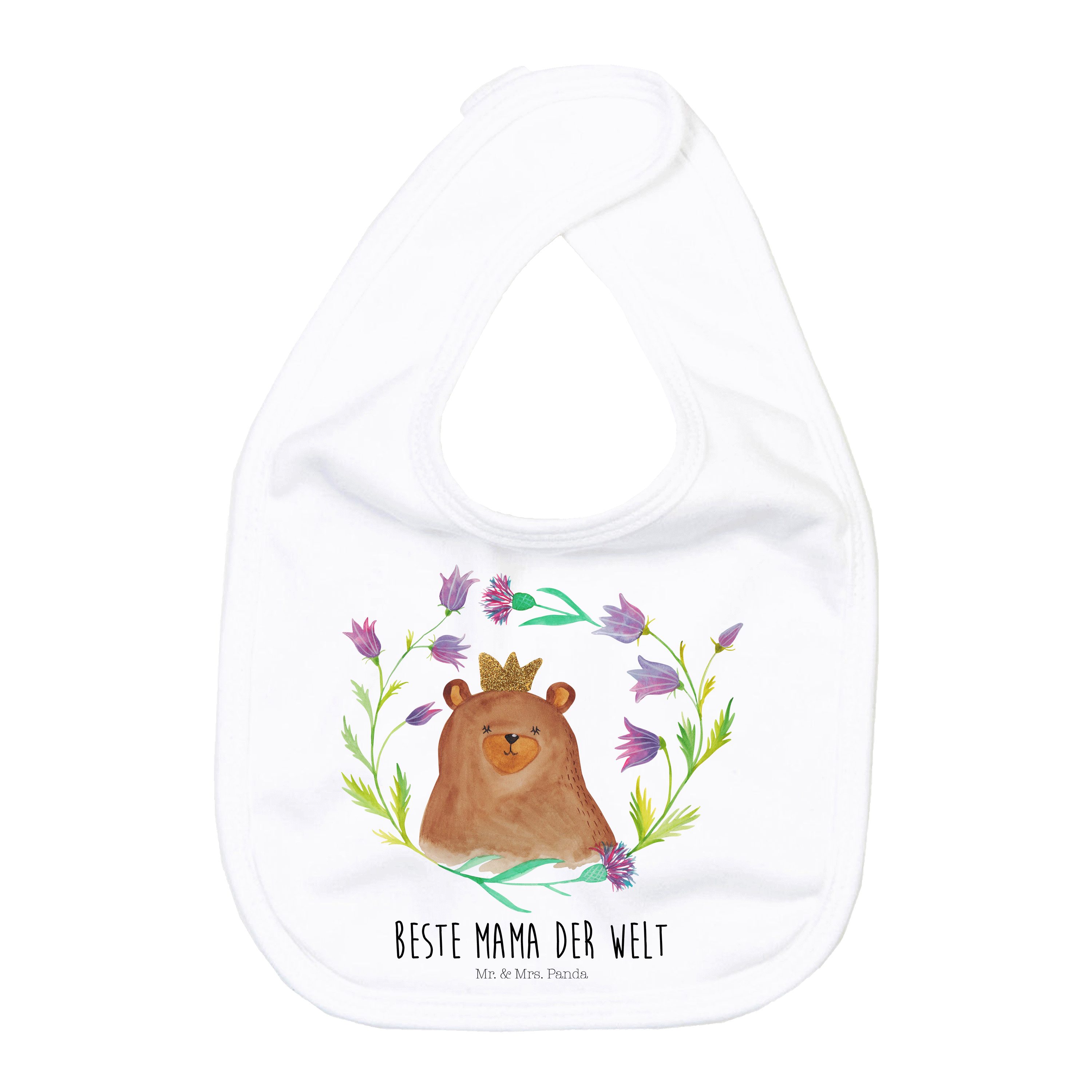 Tragetuch Bär Königin - Weiß - Geschenk, beste Mama, Klettlätzchen, Lätzchen, B