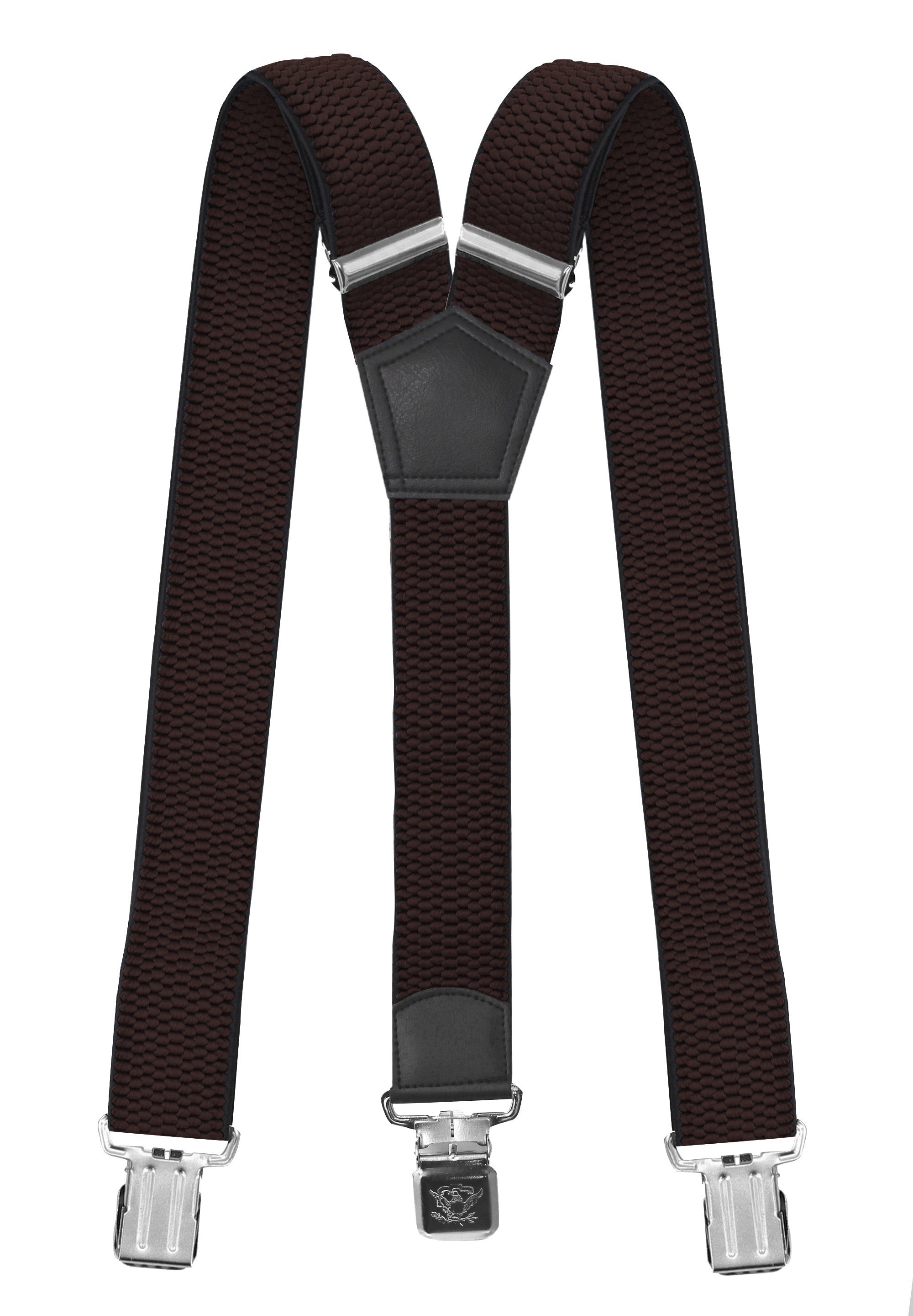 Fabio Farini Hosenträger 4cm Breites Y-Design verstellbar mit extra starken Clipverschluss, Braun