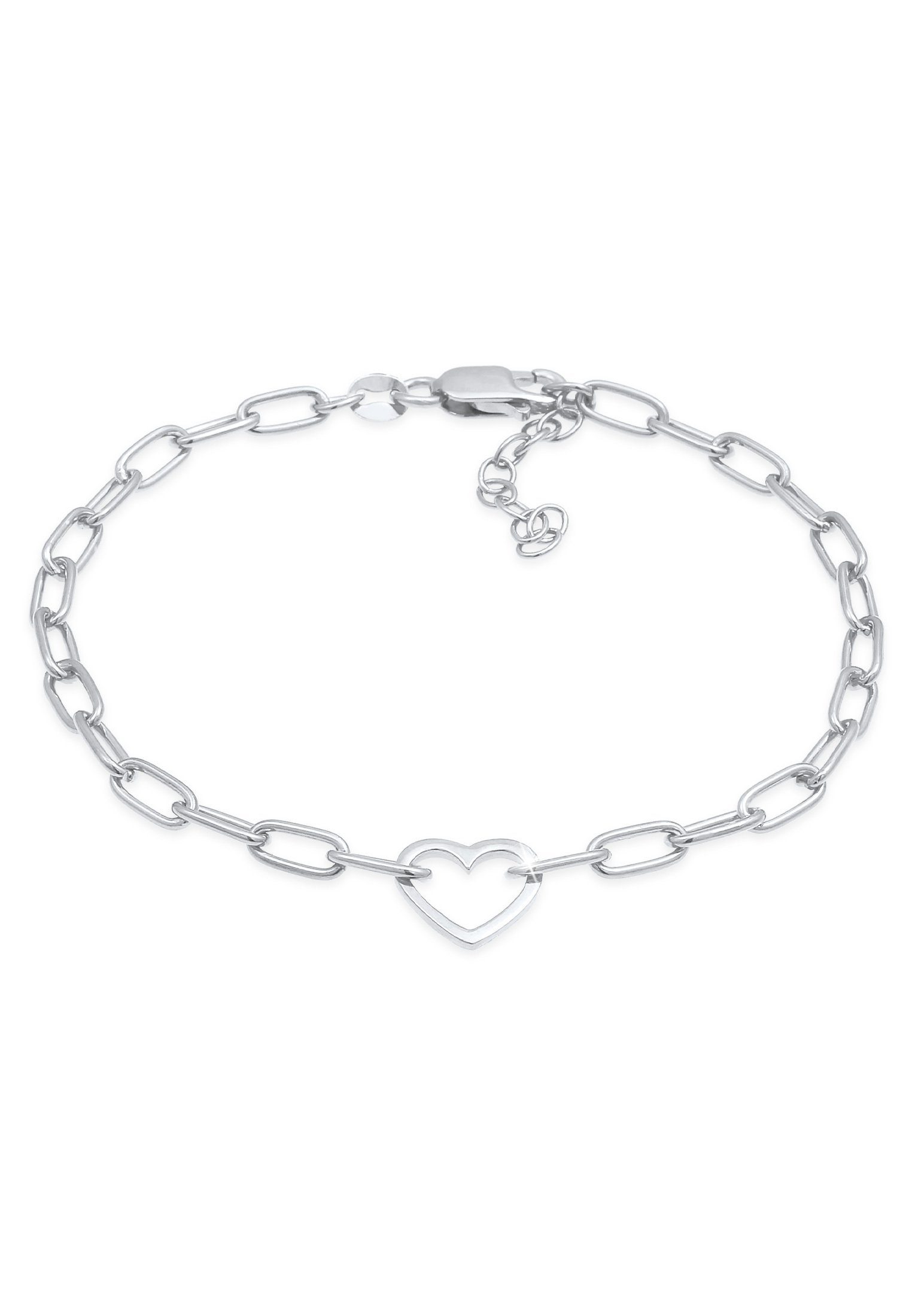 Trend Oval Armband Herz Silber, Glieder Herz Elli 925