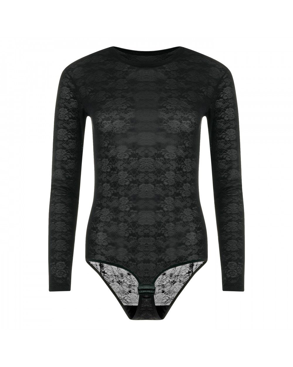 Evoni Body Eleganter Damen Tüll-Body mit Blumenmuster aus Flock