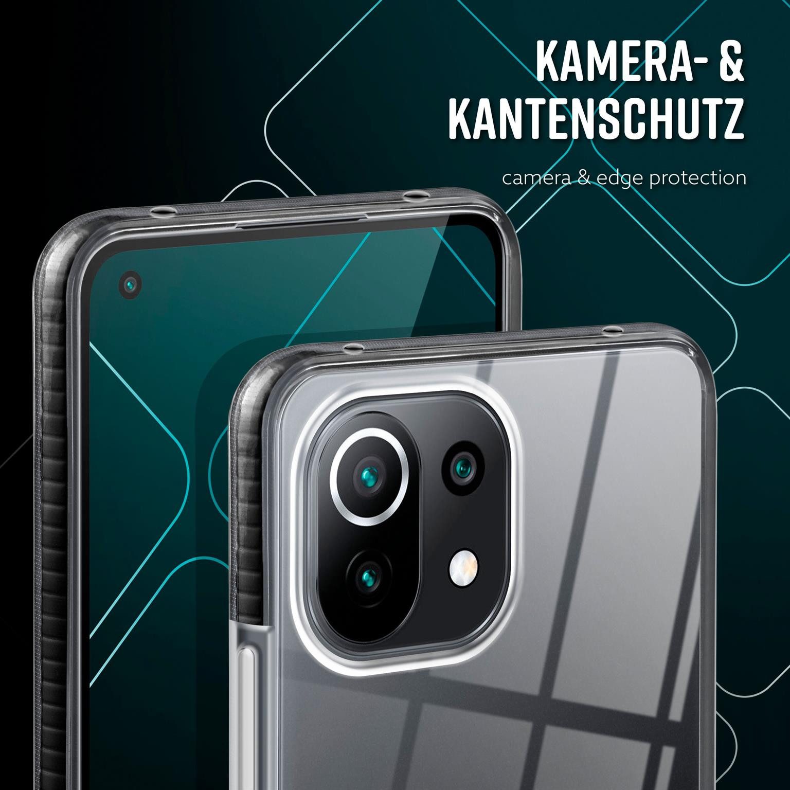 ONEFLOW Handyhülle für Xiaomi Mi 11 Lite Hülle Silikon Cushion Case Schwarz 6,55 Zoll, Schutzhülle Transparent Bumper Back Cover Silikonhülle Durchsichtig
