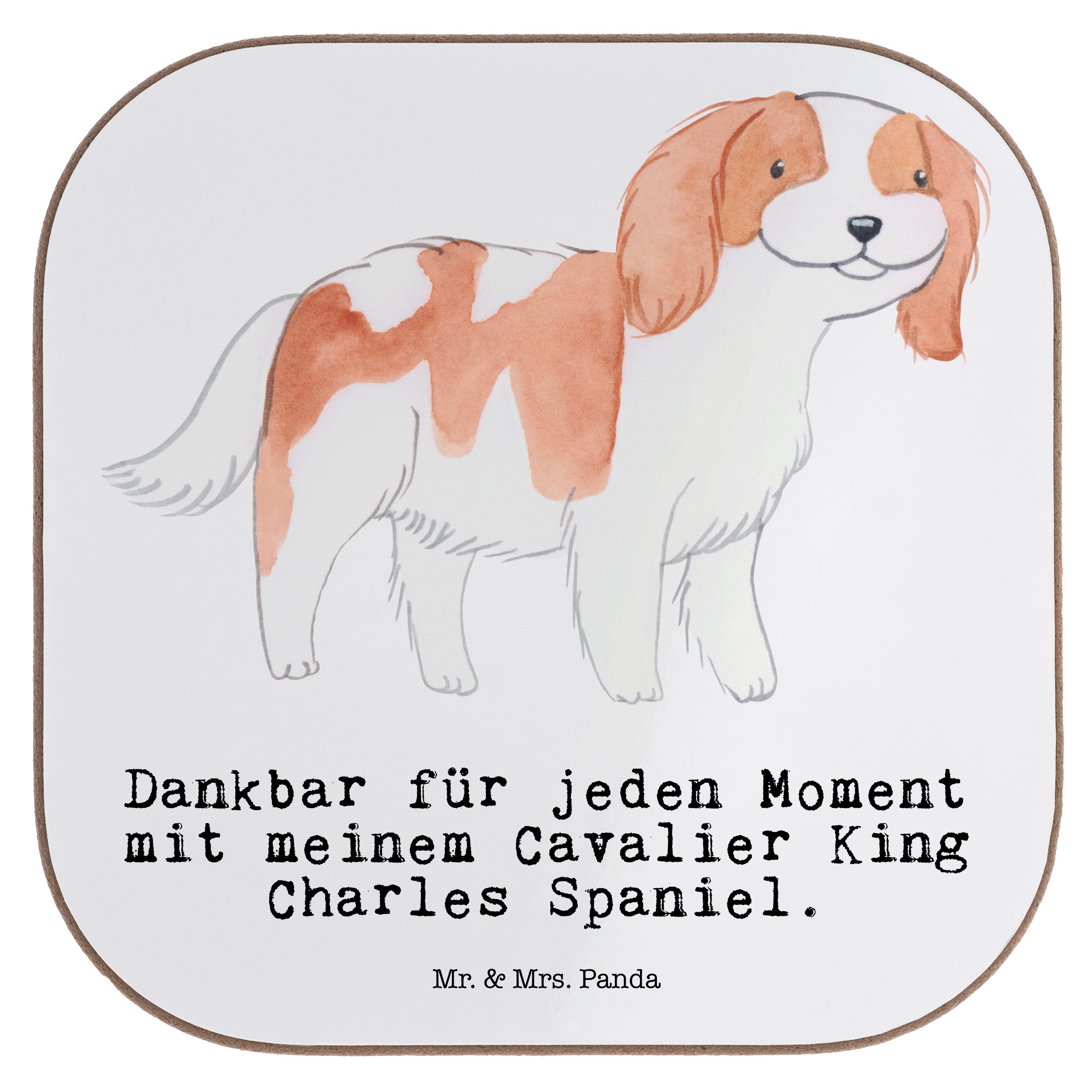 Mr. & Mrs. Panda Getränkeuntersetzer Cavalier King Charles Spaniel Moment - Weiß - Geschenk, Getränkeunter, 1-tlg.