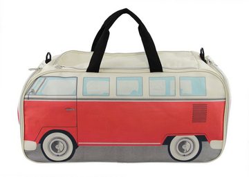 VW Collection by BRISA Sporttasche Volkswagen Retro-Sport-Umhänge-Schulter-Fitness-Tasche, in T1 Bulli Bus Form Groß/Classic Bus in Rot & Beige