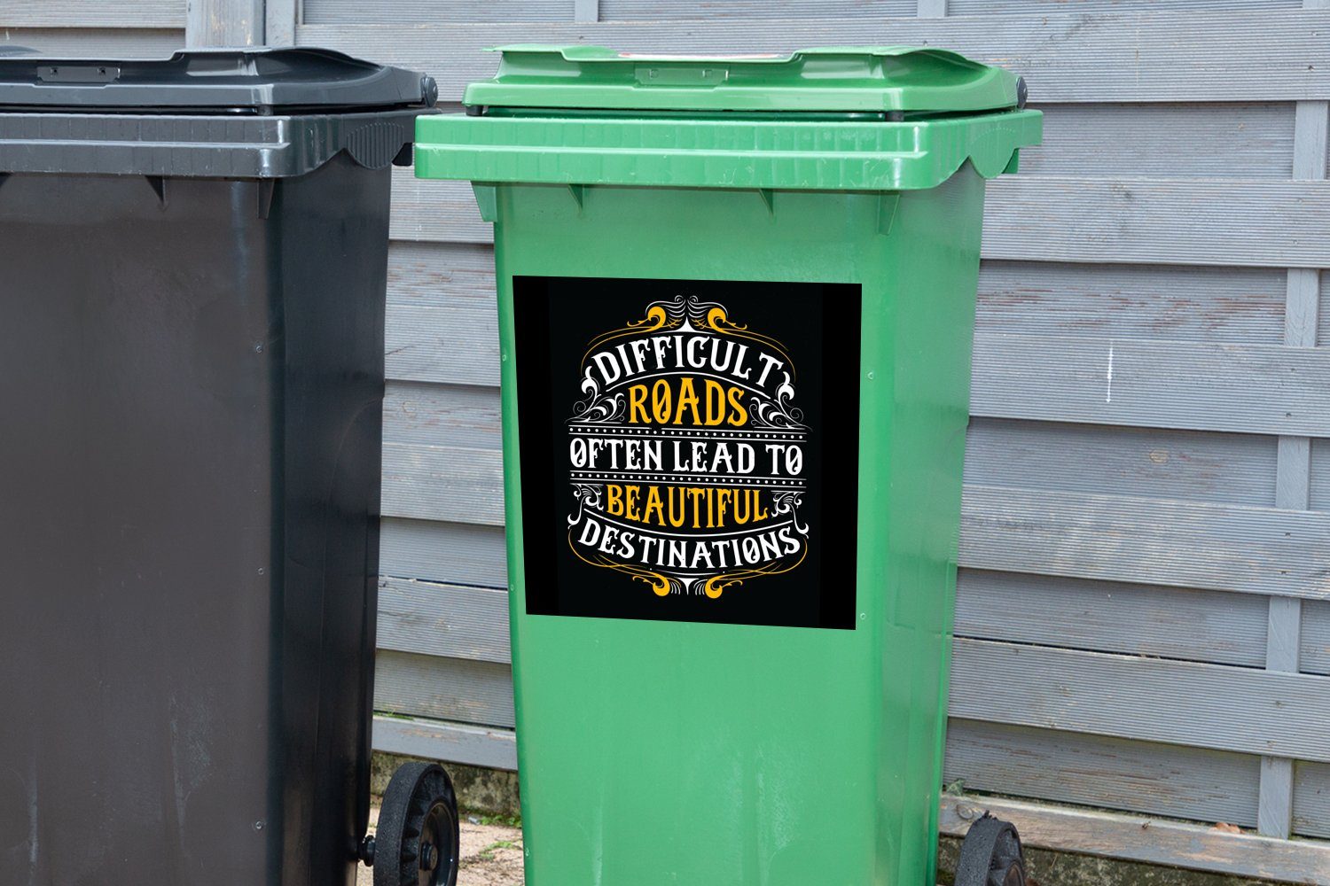 Mülltonne, Container, Retro Sticker, Zitat Mülleimer-aufkleber, Motivation Abfalbehälter - - (1 Wandsticker St), MuchoWow