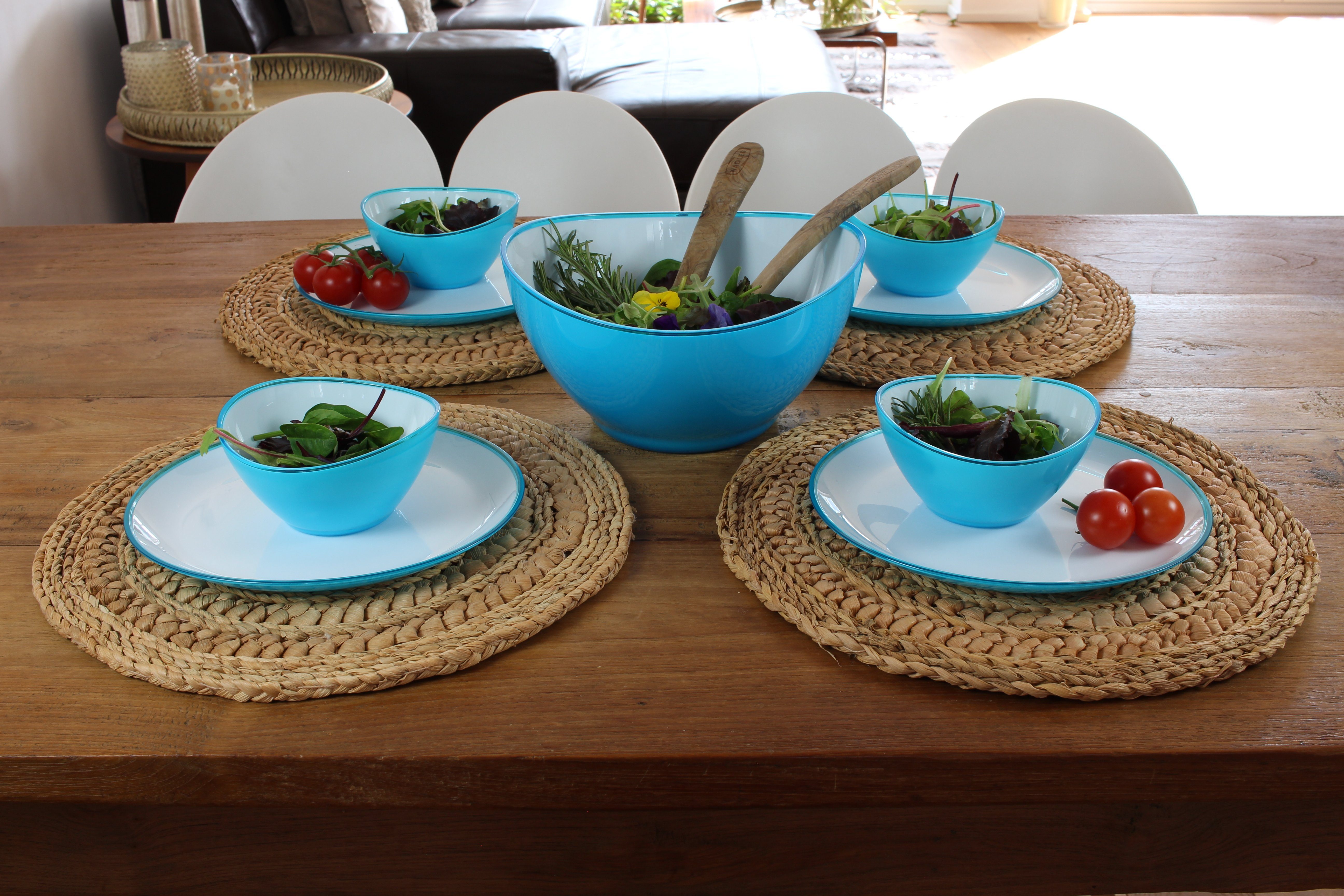 LindenBerg Maxi Set Salat Geschirr-Set Serie Blau
