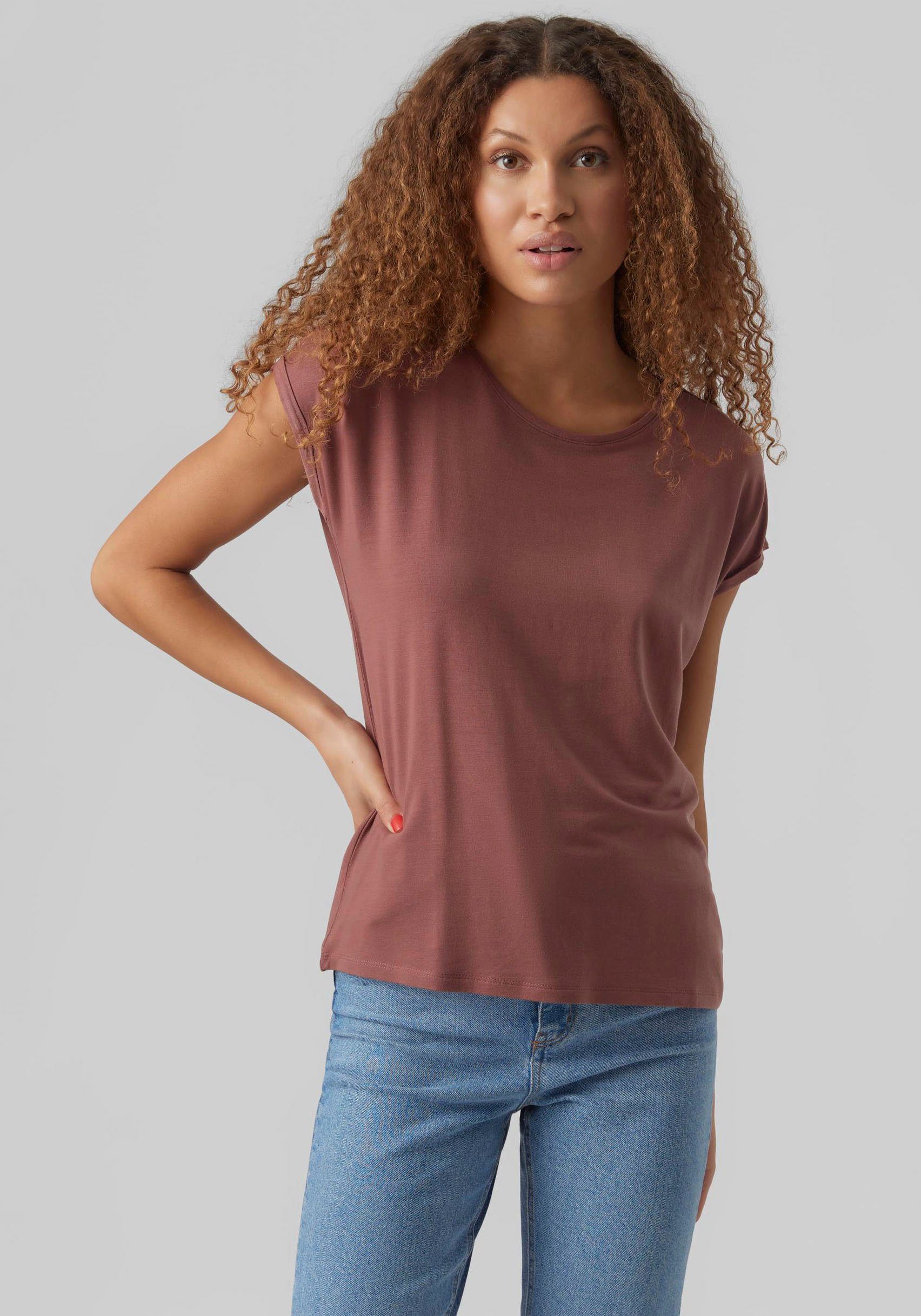 Vero Moda Rundhalsshirt VMAVA PLAIN SS TOP GAJRS NOOS