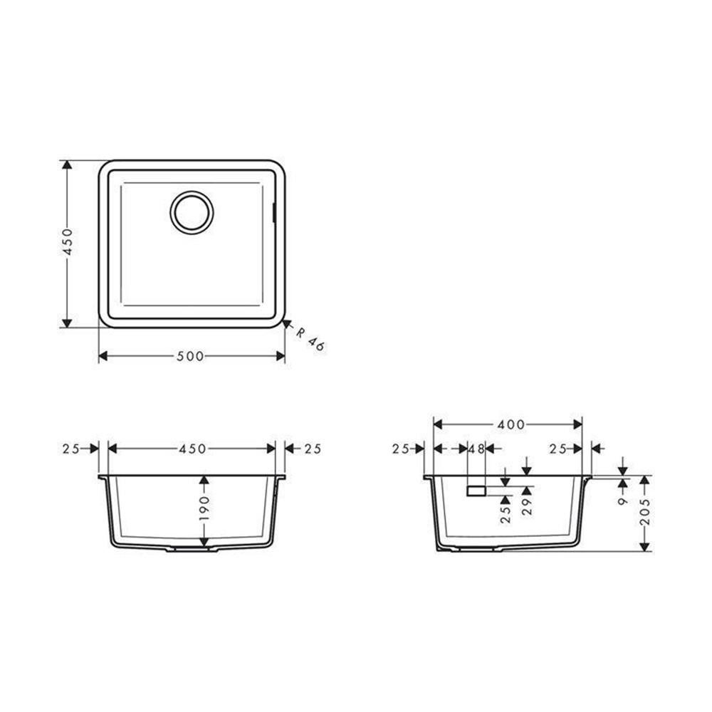 hansgrohe Granitspüle hansgrohe Unterbauspüle 450 S510-U450, 0/0 cm